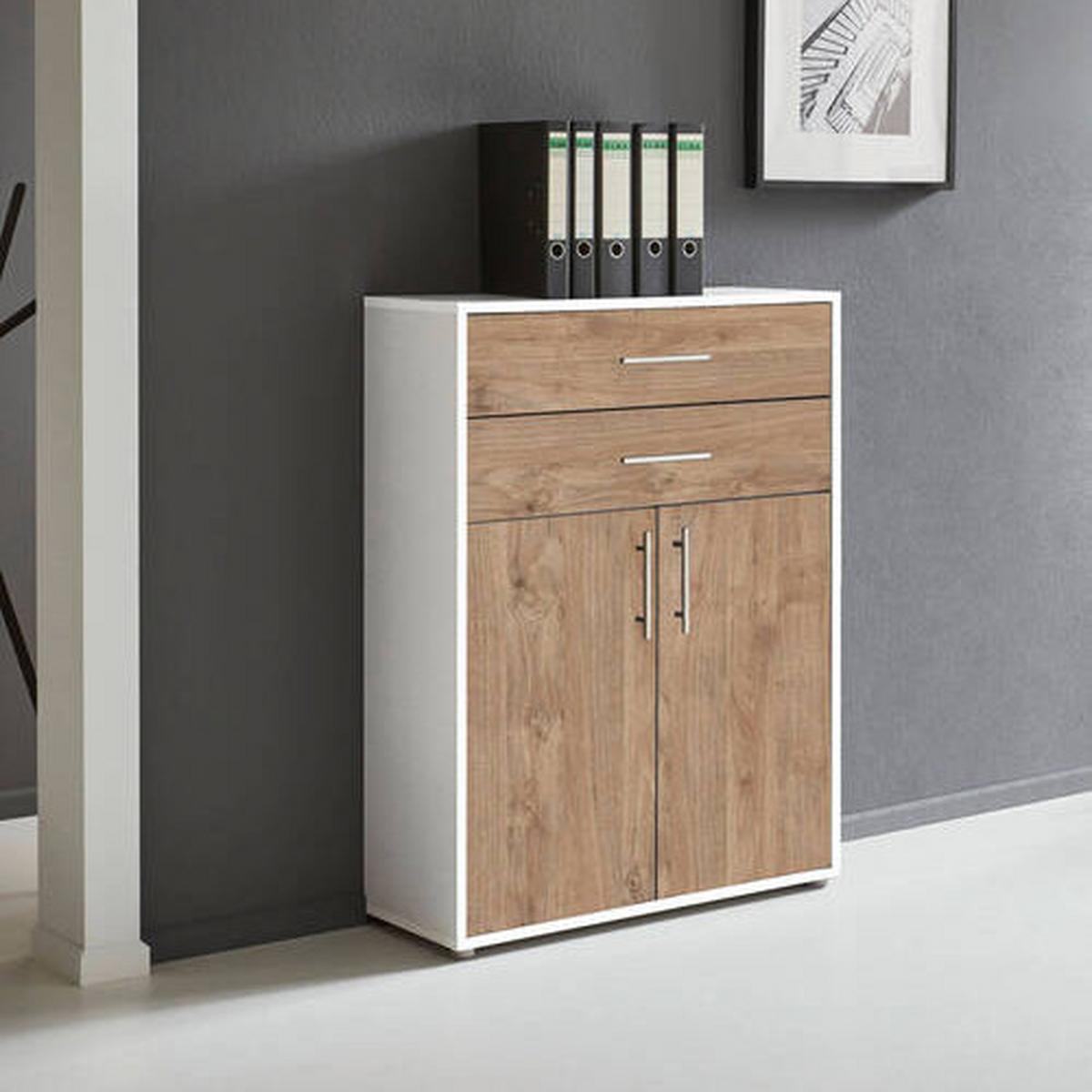 Office Edition B: 84,5 cm Eichefarben/Weiß - Eichefarben/Weiß, MODERN, Holzwerkstoff (84,5/114/33cm) - MID.YOU