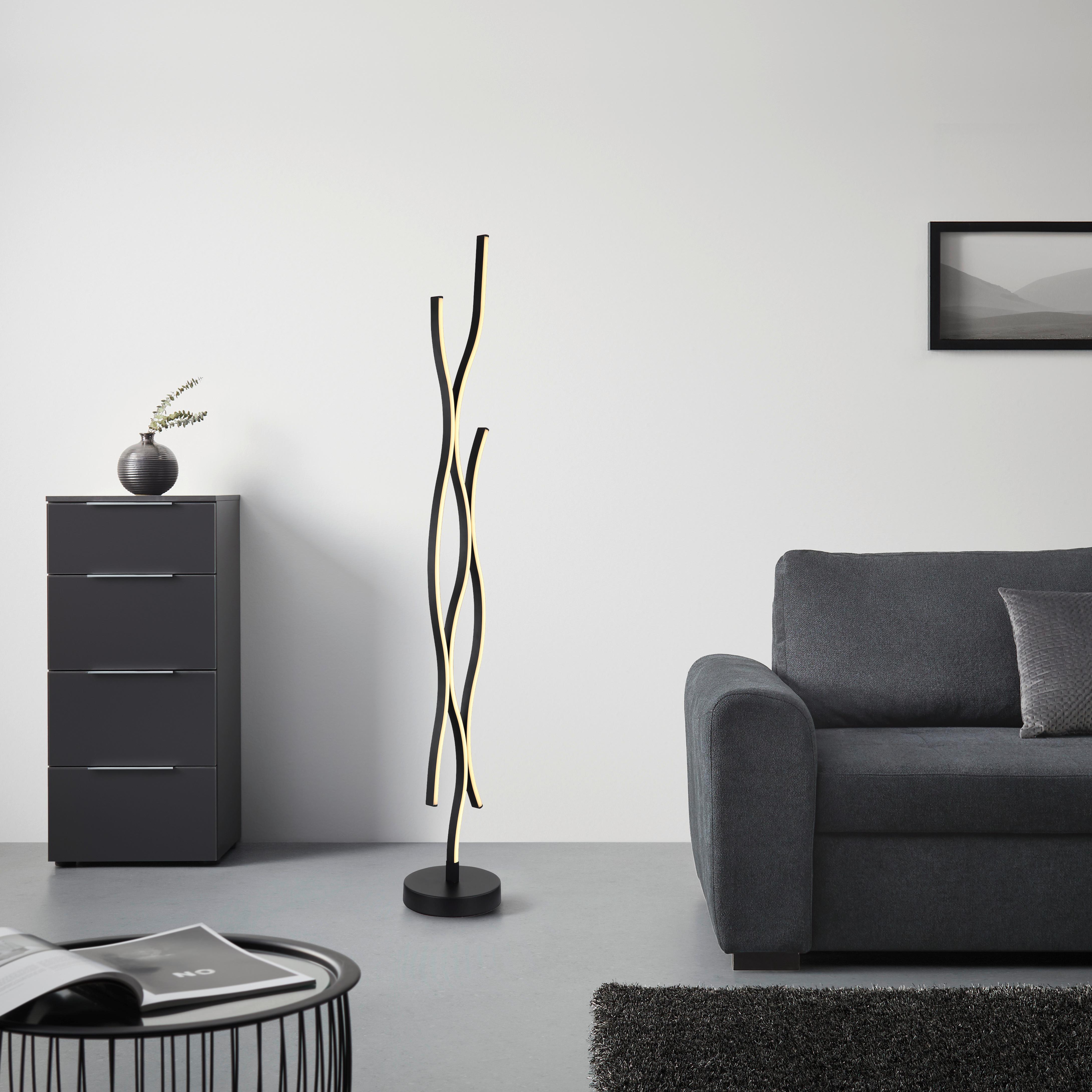 LED stojacia lampa RELO - čierna/opálová, Modern, kov/plast (20/135cm) - Mömax
