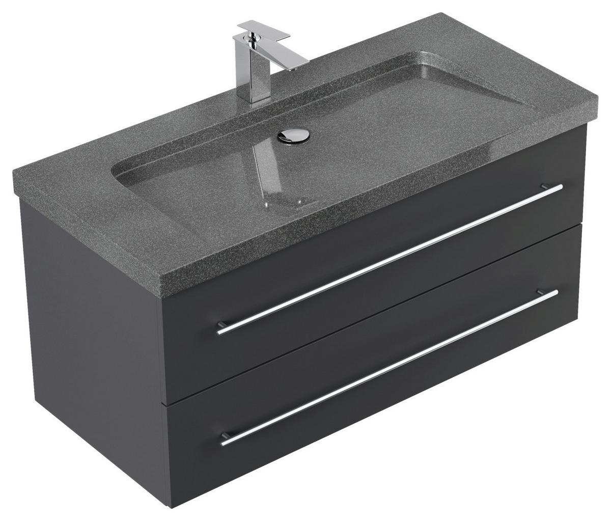 WASCHTISCHKOMBI Yamo, Graphitfarben B: 100 cm - Graphitfarben, Basics, Holzwerkstoff/Stein (100cm) - MID.YOU