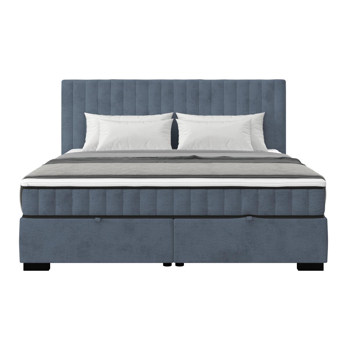 Boxbett Maya inkl. Bettkasten Graublau 200x220 cm - Graublau/Schwarz, MODERN, Holz/Holzwerkstoff (200/220cm)