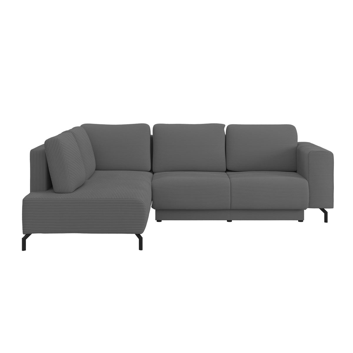 Rohová sedačka VENI, levá, tmavě šedý manšestr - černá/tmavě šedá, Moderní, textil (210/272cm) - Ondega