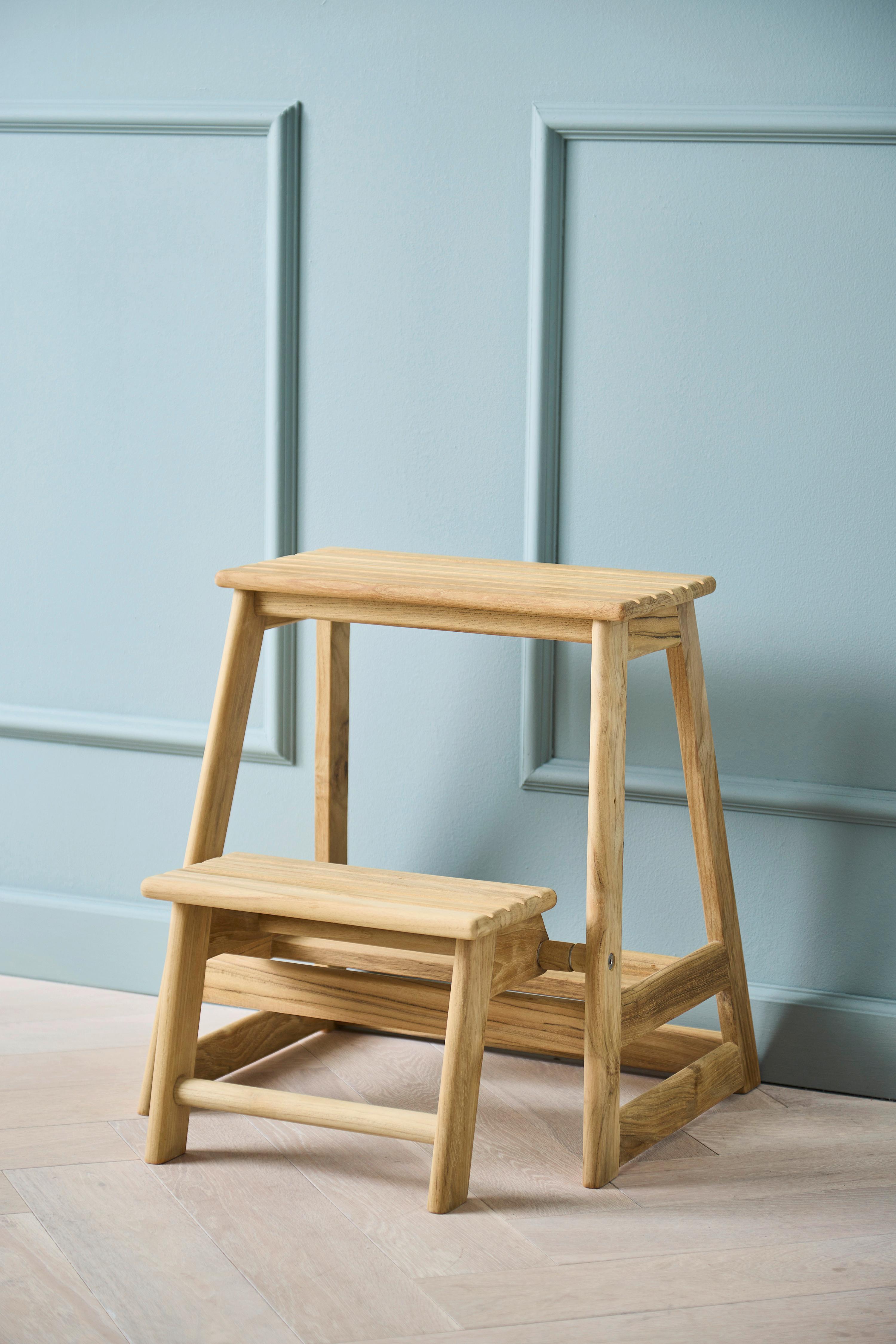 Tritthocker Skala, Natur 45,5x49x38,5 cm - Teakfarben, Natur, Holz (45,5/49/38,5cm) - Gardenson
