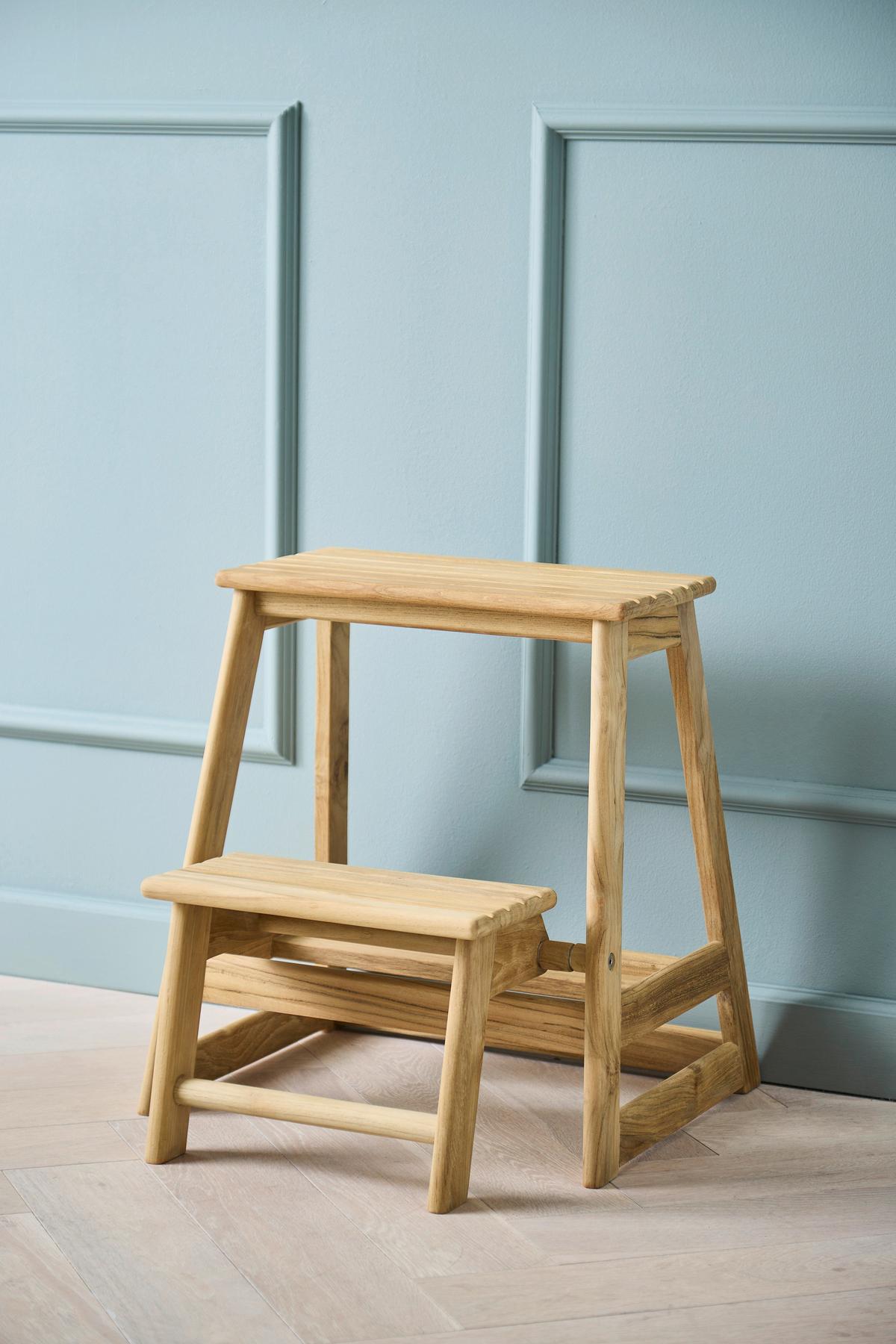 Tritthocker Skala, Natur 45,5x49x38,5 cm - Teakfarben, Natur, Holz (45,5/49/38,5cm) - Gardenson
