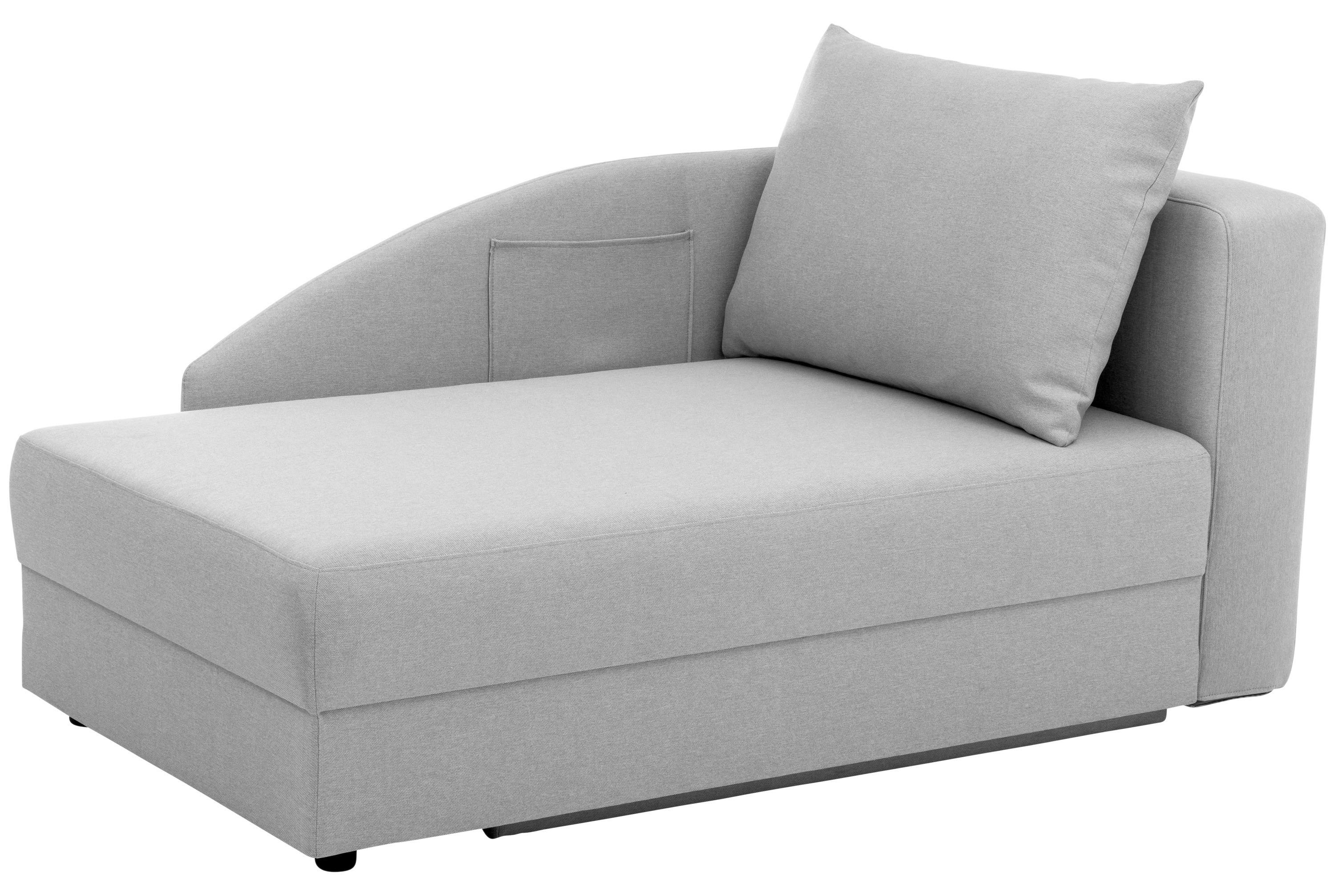 Recamiere Tobi L: 154cm links Hellgrau mit Bettkasten - Hellgrau, Design, Textil (154/86/93cm) - Max Winzer
