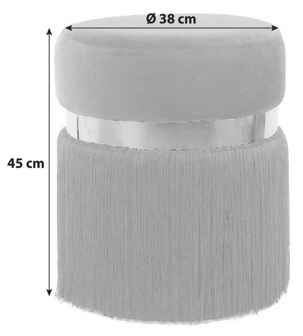 Hocker Rebecca Samt Schwarz Silber DxH 38x45 cm - Silberfarben/Schwarz, Design, Kunststoff/Textil (38/45/38cm) - Kayoom