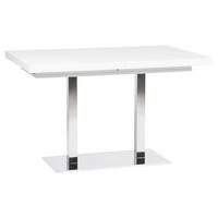 Esstisch Ausziehbar Quadrato Lxb: 120x80 Cm Weiß - Edelstahlfarben/Weiß, KONVENTIONELL, Holzwerkstoff/Metall (120/80/74cm) - MID.YOU