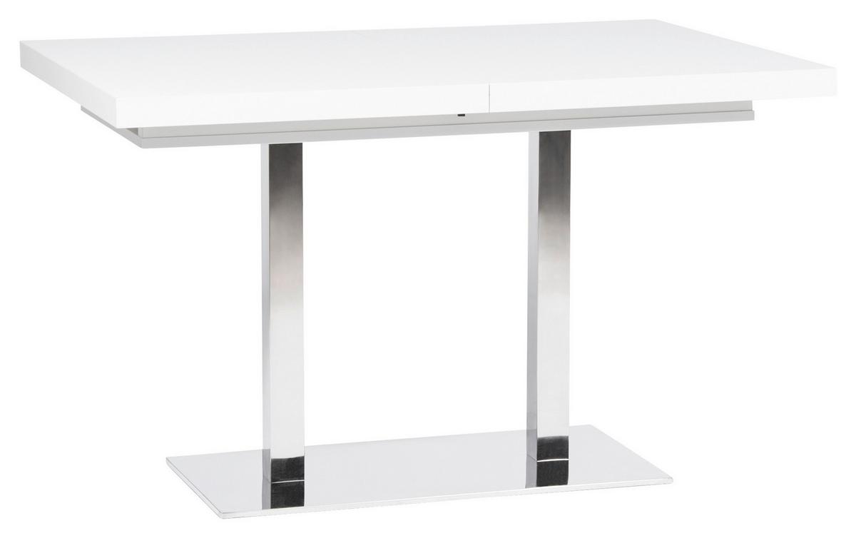 Esstisch Ausziehbar Quadrato Lxb: 120x80 Cm Weiß - Edelstahlfarben/Weiß, KONVENTIONELL, Holzwerkstoff/Metall (120/80/74cm) - MID.YOU