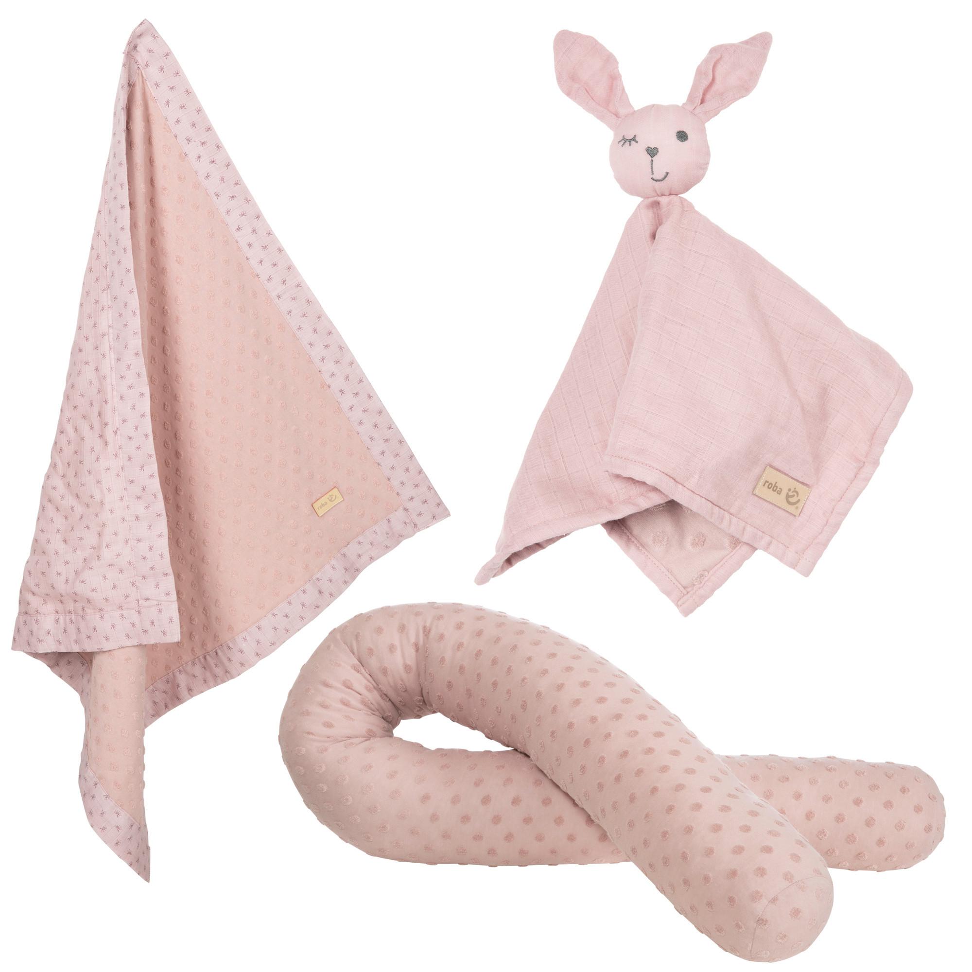 Geschenkset rosa/Mauve Kuscheln & Spielen 3-Teilig. - Altrosa, MODERN, Textil - Roba