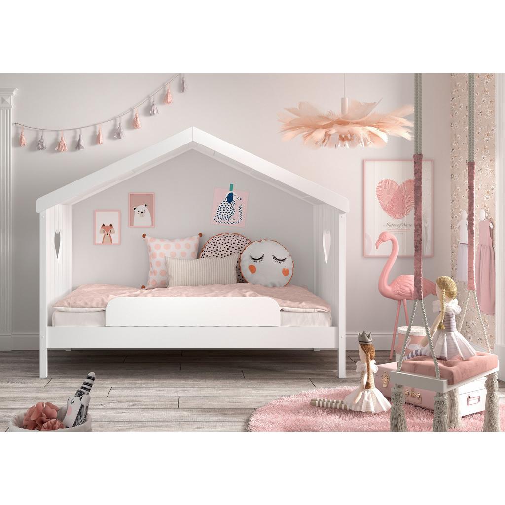 Hausbett Amori 90x200cm Kiefer Weiß mit Sicherung