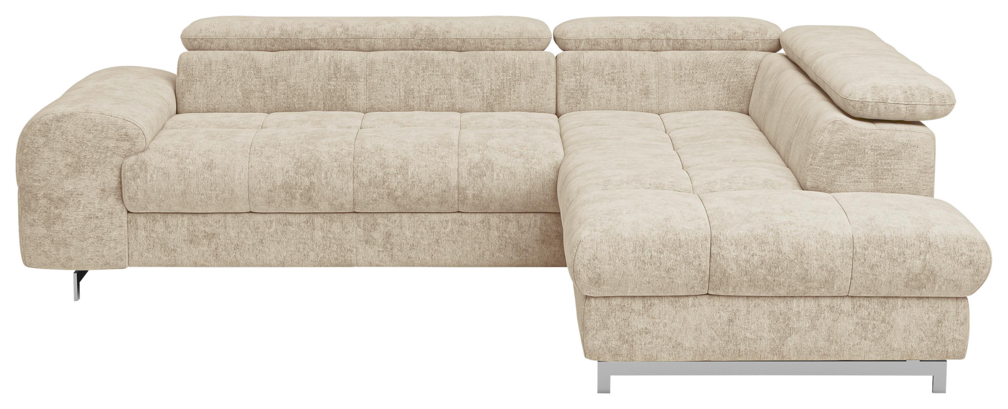 Ecksofa Mit Schlaffunktion Cloud + Beige - Chromfarben/Beige, KONVENTIONELL, Textil (257/206cm) - Livetastic
