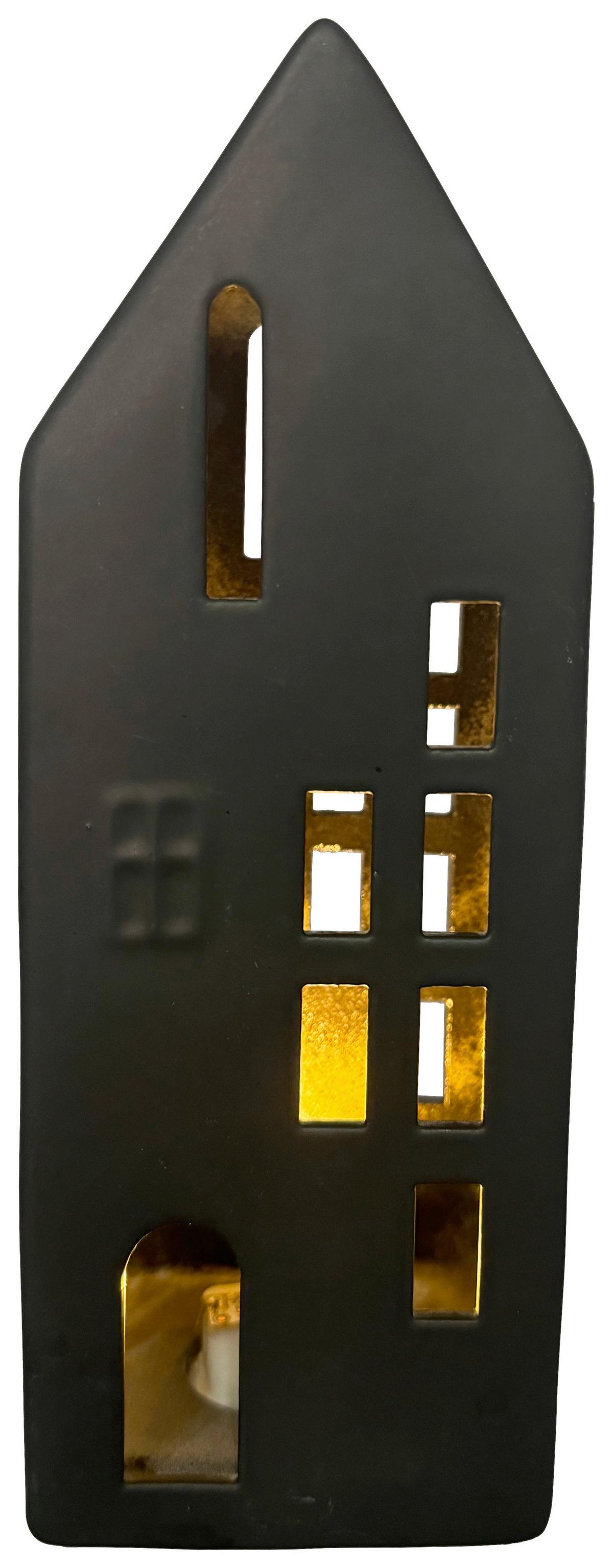 Dekoračný dom LED/teplá biela - čierna, Konventionell, keramika (7,8/20,7/7,8cm) - Mömax