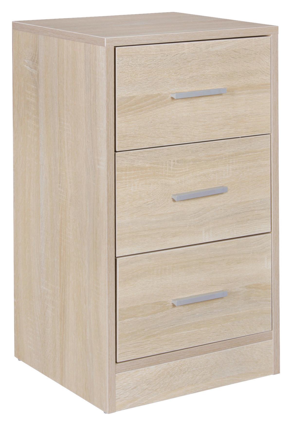 Nachtkästchen Eiche Dekor H: 68 Cm Olav - Eichefarben/Hellgrau, KONVENTIONELL, Holzwerkstoff (37/68/35cm) - MID.YOU