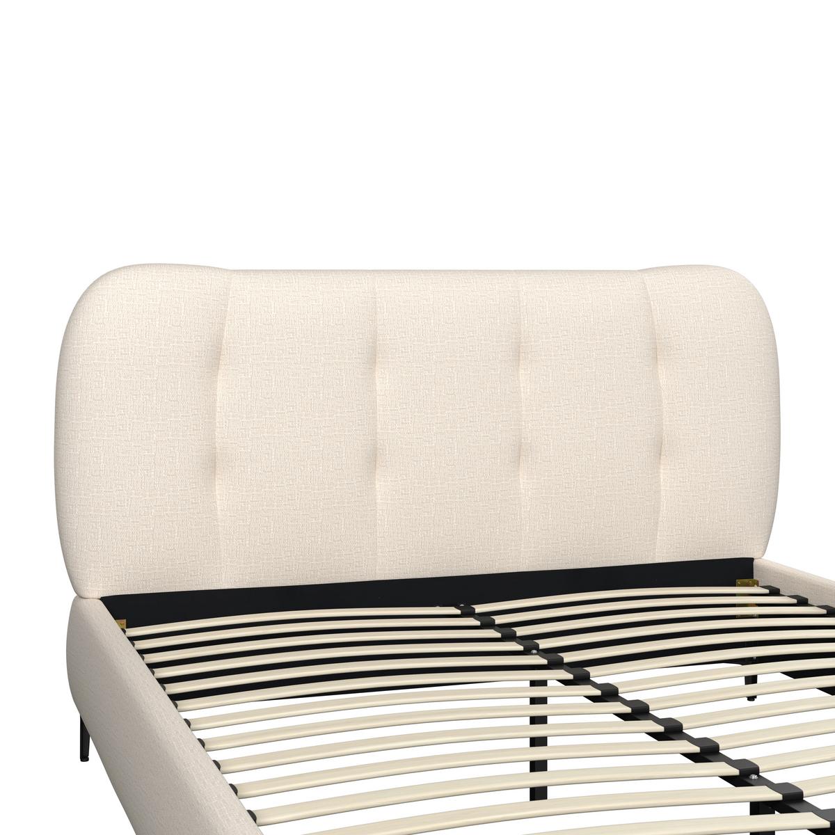 Čalouněná postel GLARIS 160x200 cm, krémová - černá/barvy dubu, Moderní, kov/dřevo (160/200cm) - Bessagi Home