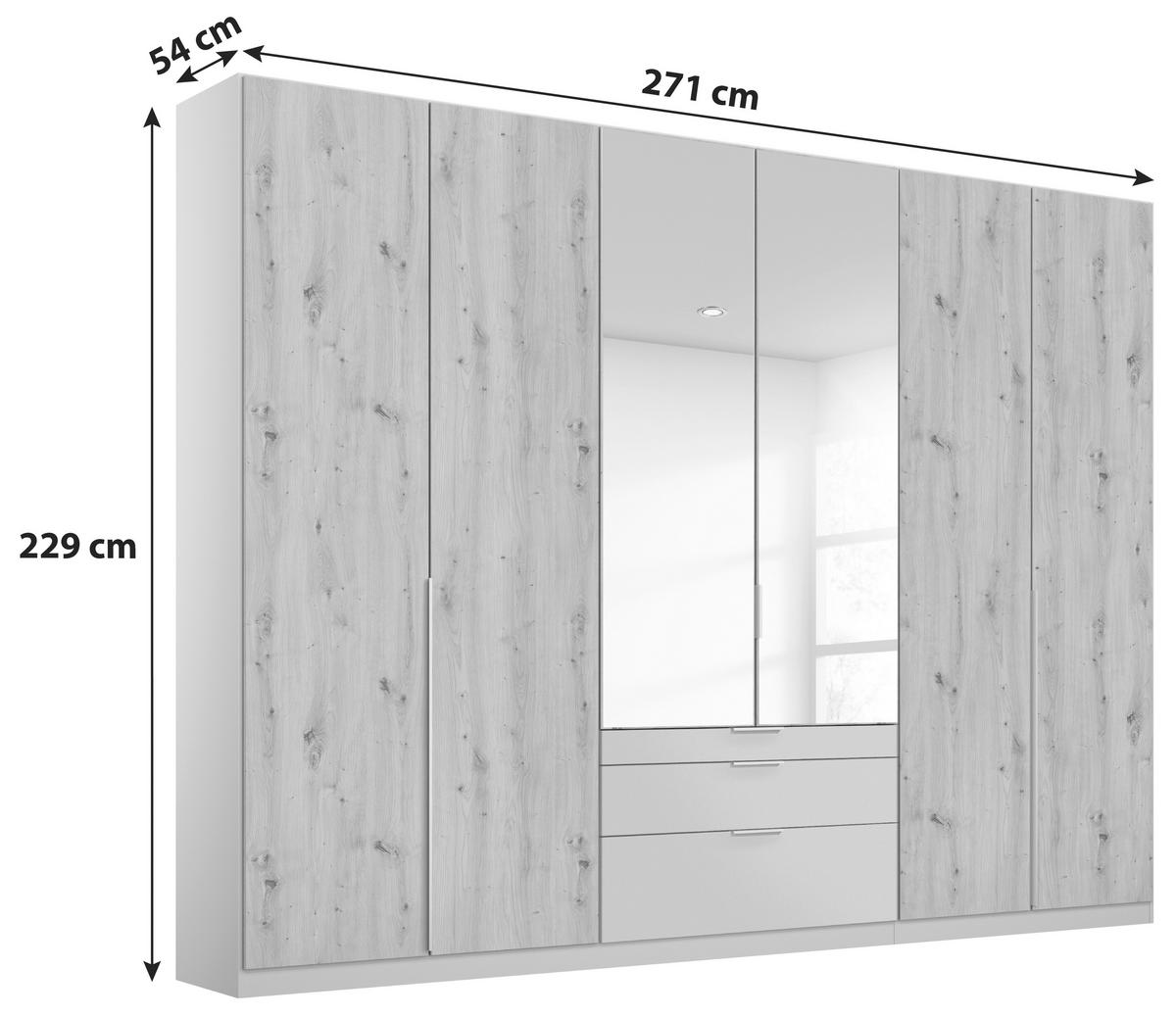 Šatní skříň Alabama Super ALABAMA-SUPER - barvy stříbra/barvy dubu, Moderní, kompozitní dřevo (271/229/54cm)