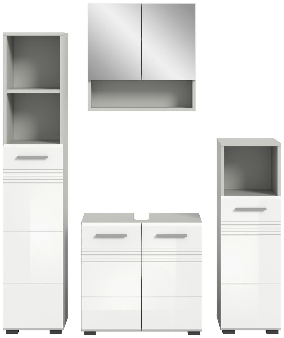 Badezimmer Copa Grau Weiß Hg B: 120 cm - Weiß Hochglanz/Schwarz, MODERN, Holzwerkstoff (120cm) - MID.YOU
