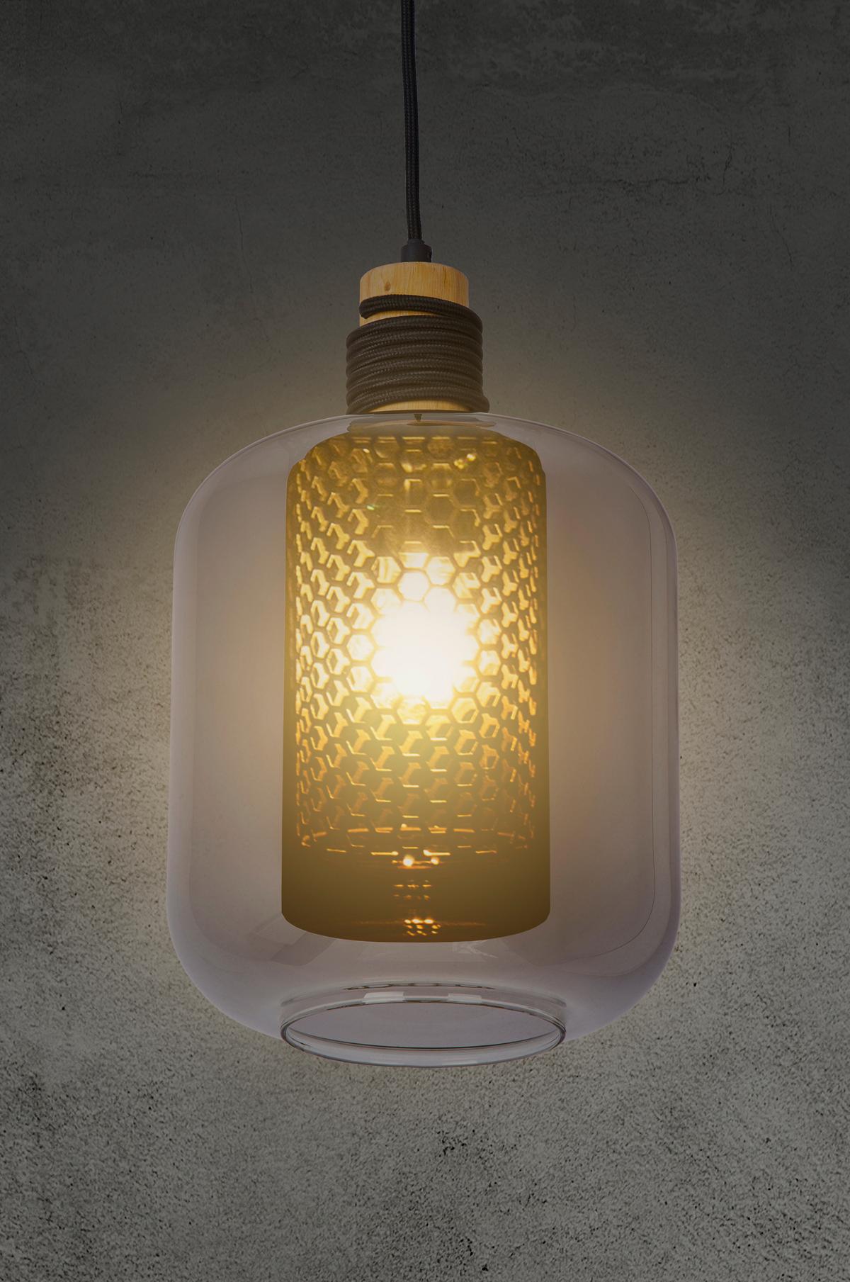 Hängeleuchte 30990108 Ando - Grau, Design, Glas (20/20/30,5cm) - Globo
