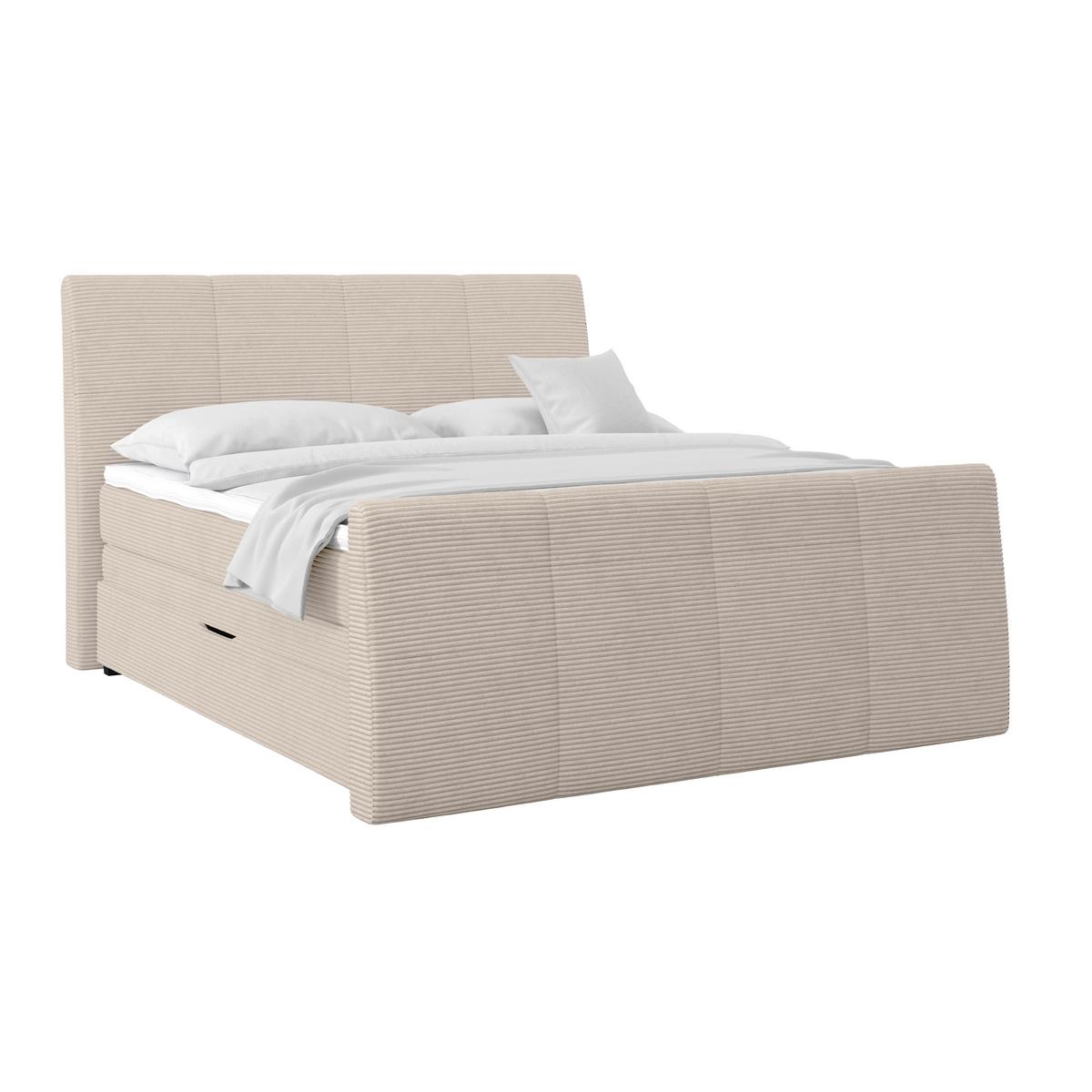 Boxspringbett Libra - Champagner/Schwarz, KONVENTIONELL, Textil (160/200cm)