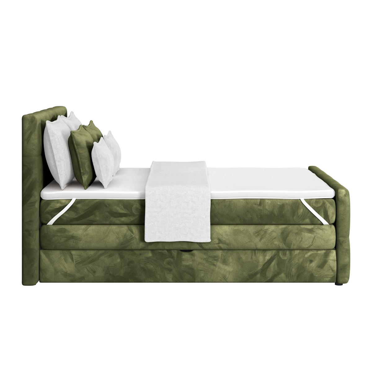 Boxspringbett mit Topper und Bettkasten 140x200 cm Medino - Dunkelgrün, KONVENTIONELL, Holz/Holzwerkstoff (140/200cm) - Luca Bessoni