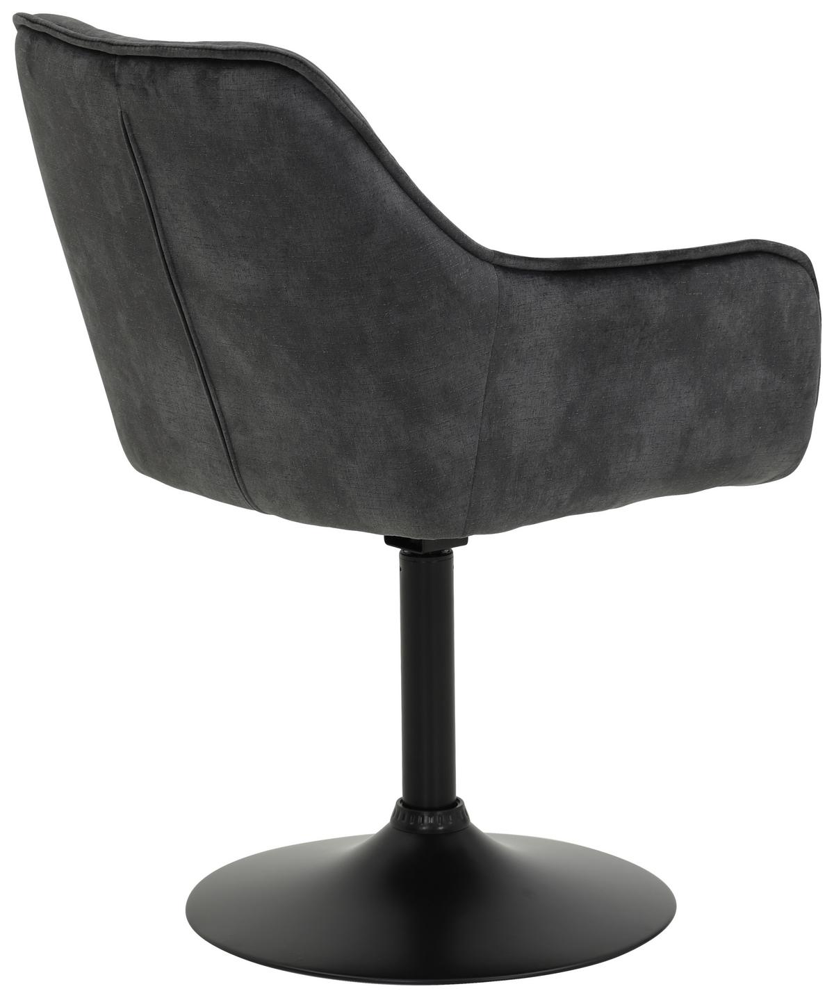 Armlehnstuhl Birte S Anthrazit Gepolstert Drehbar 2er-Set - Anthrazit/Schwarz, MODERN, Textil/Metall (49/83/62cm) - MID.YOU