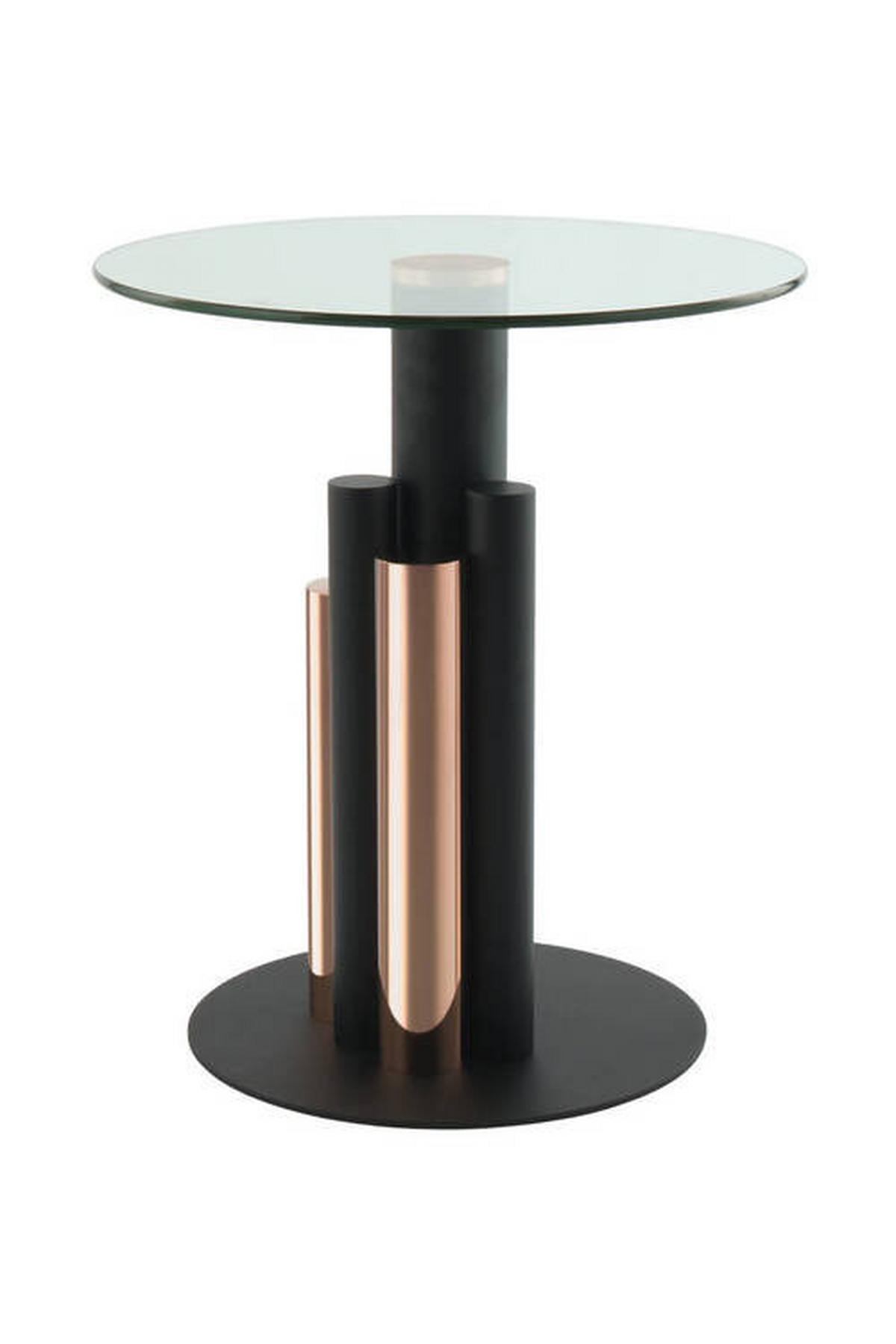 Beistelltisch mit Glasplatte Rund Ontario, Klar/Roségold - Goldfarben, MODERN, Glas/Metall (46/46/52cm) - Kayoom