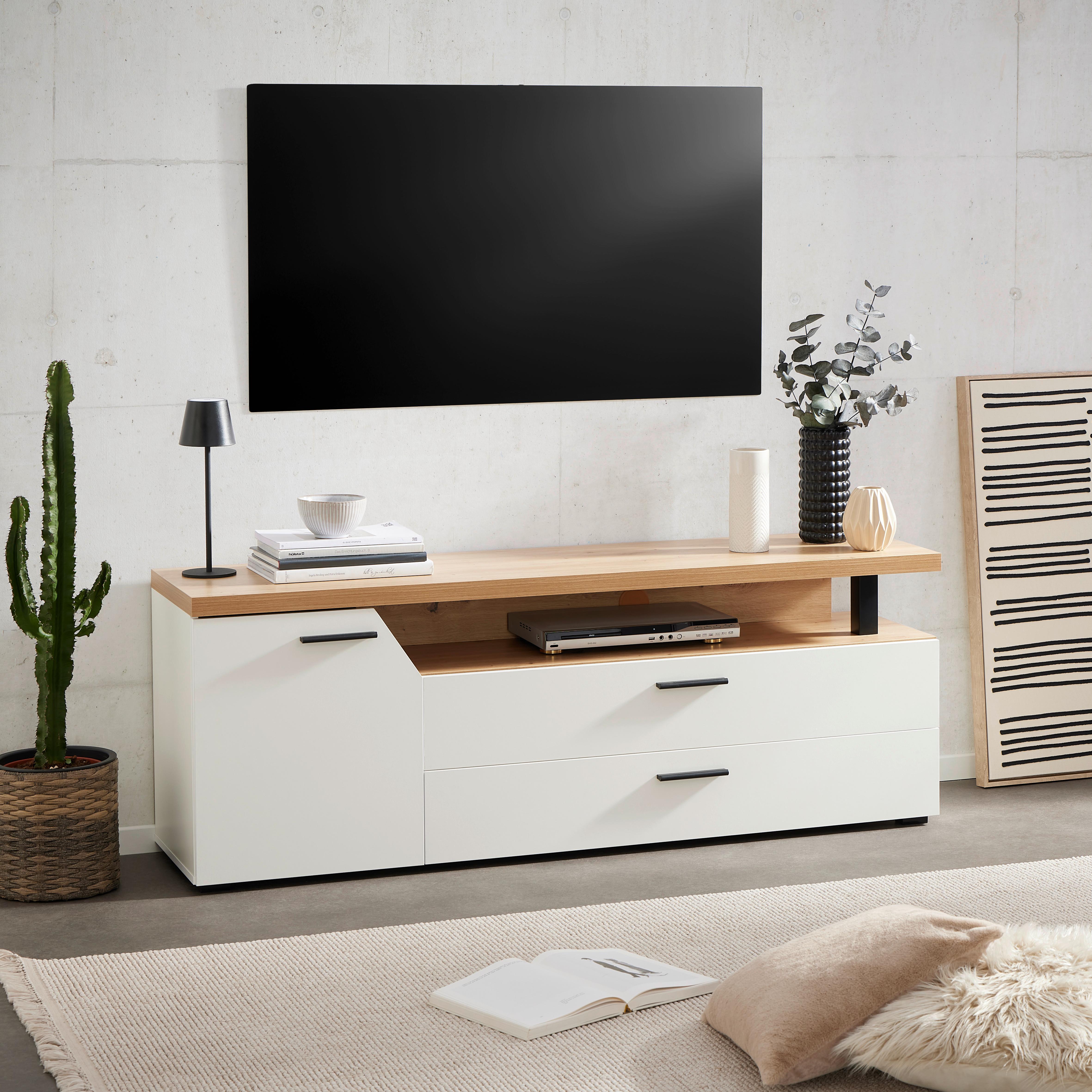TV STOLÍK NICO - čierna/biela, Modern, kompozitné drevo/plast (160/58,4/40cm)