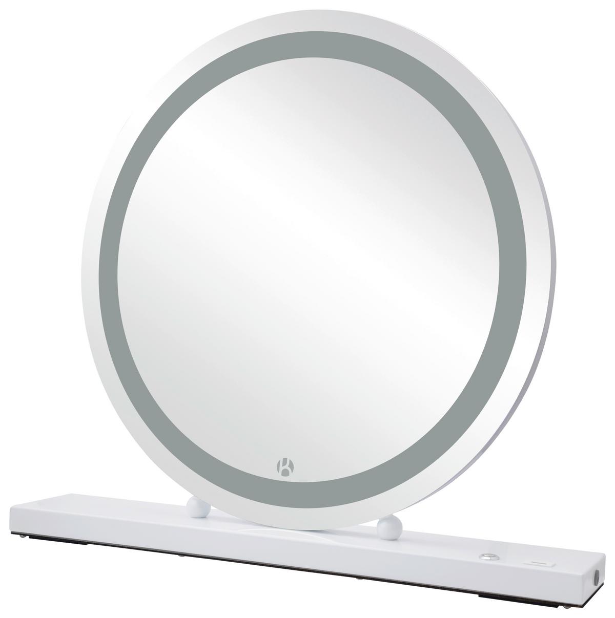 Wandspiegel Led Weiß B: 53 Cm - Weiß, Basics, Glas/Holzwerkstoff (53/10/60cm) - Kayoom