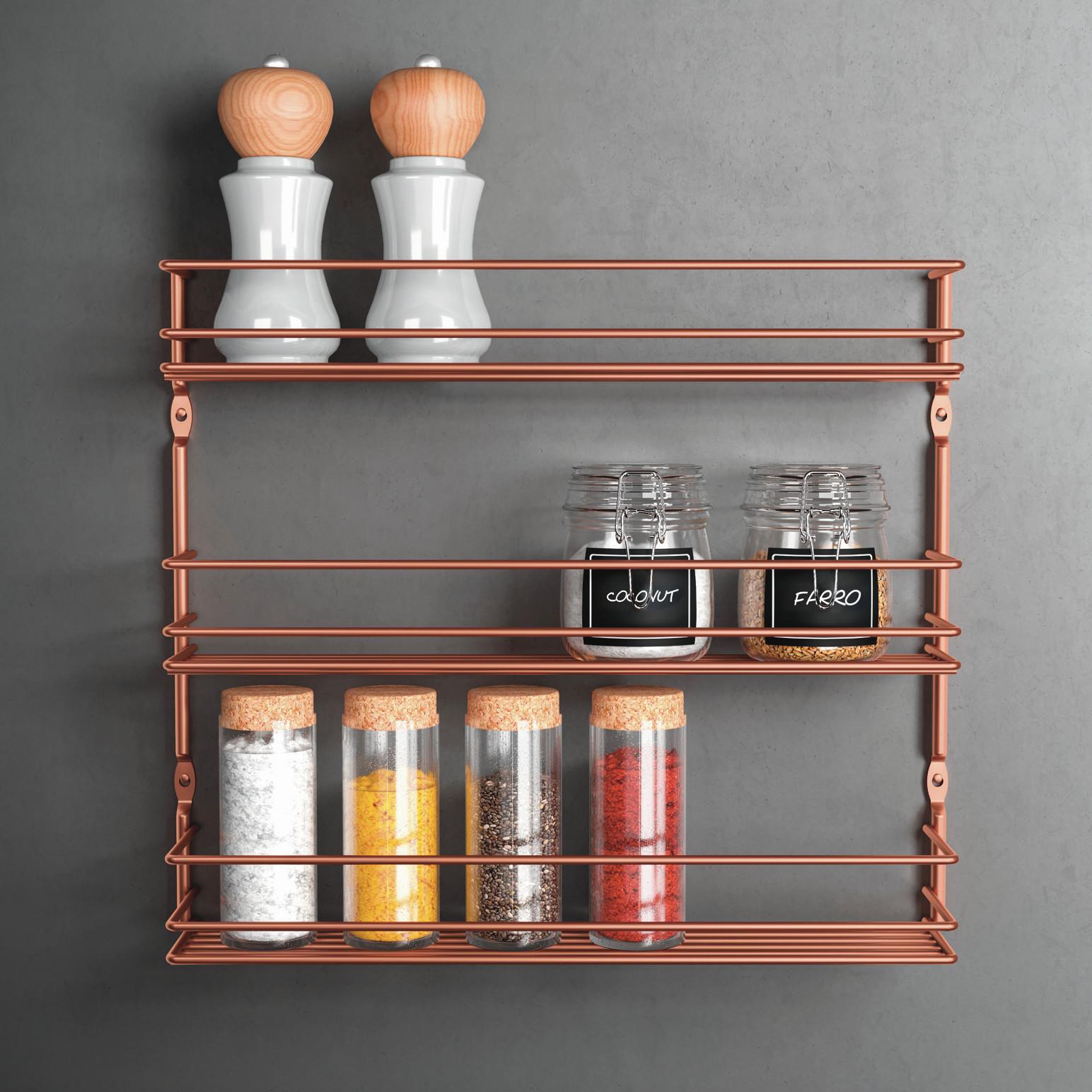Gewürzregal aus Metall Pepito BxH: 36x31 cm - Kupferfarben, MODERN, Metall (36/31/8cm)