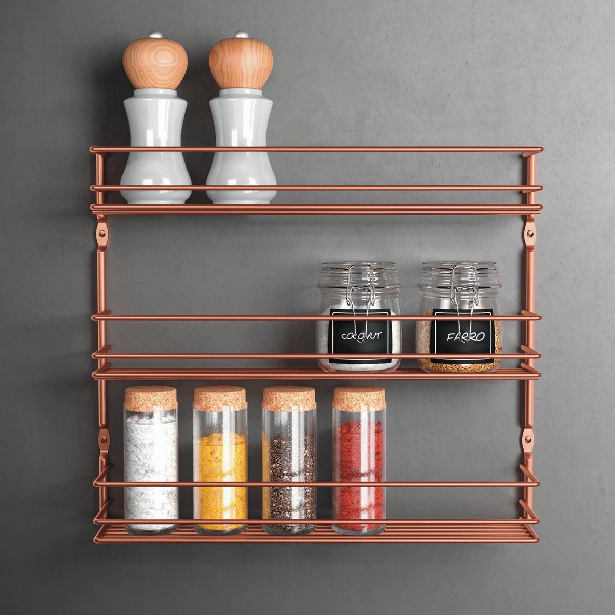 Gewürzregal Aus Metall Pepito Bxh: 36x31 Cm - Kupferfarben, MODERN, Metall (36/31/8cm)