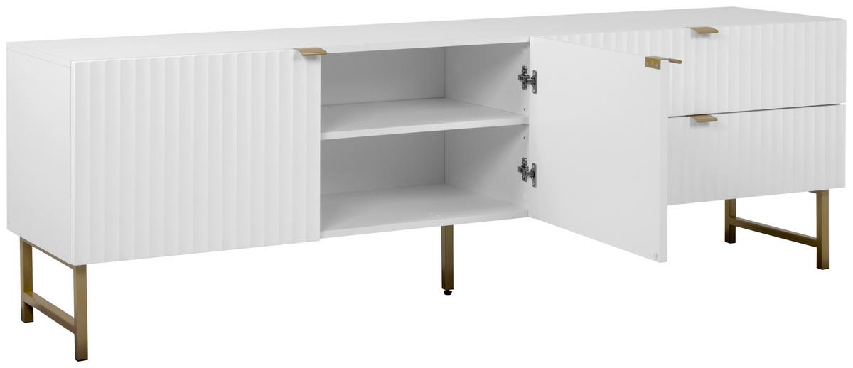 TV-Lowboard Edinburgh B: 179 cm Weiß - Goldfarben/Weiß, Design, Holzwerkstoff (179/61/41cm) - MID.YOU