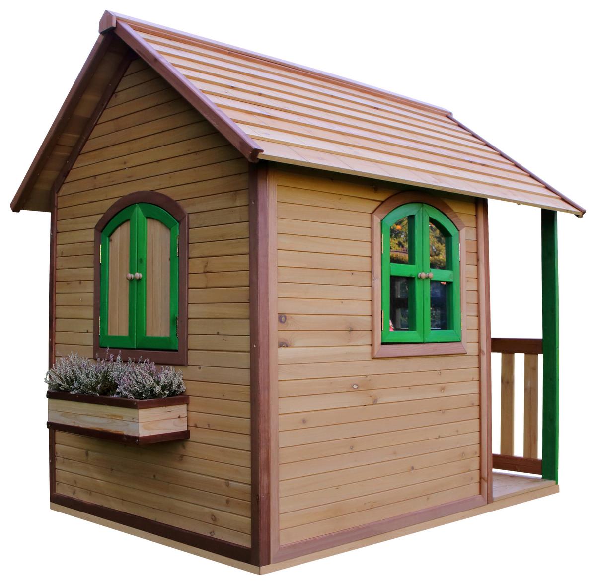 Spielhaus Alex Braun/Grün B: 137 cm - Braun/Grün, KONVENTIONELL, Holz (137/178/191cm)