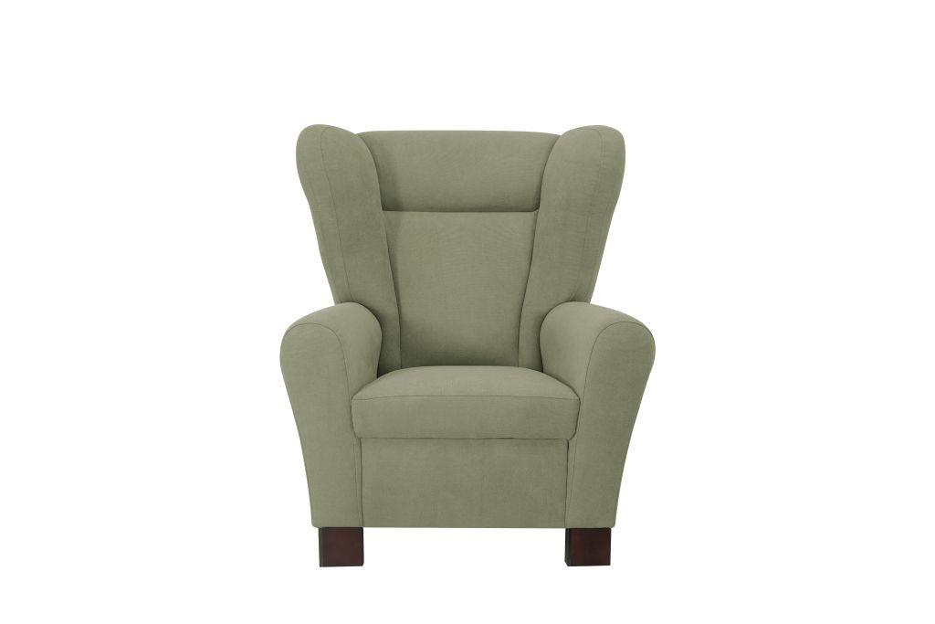 Křeslo ušák CHANDLER, lesní zelená - hnědá/lesní zelená, Design, dřevo/kompozitní dřevo (95/109/97cm) - Ondega