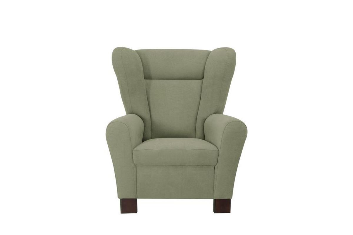 Křeslo ušák CHANDLER, lesní zelená - hnědá/lesní zelená, Design, dřevo/kompozitní dřevo (95/109/97cm) - Ondega