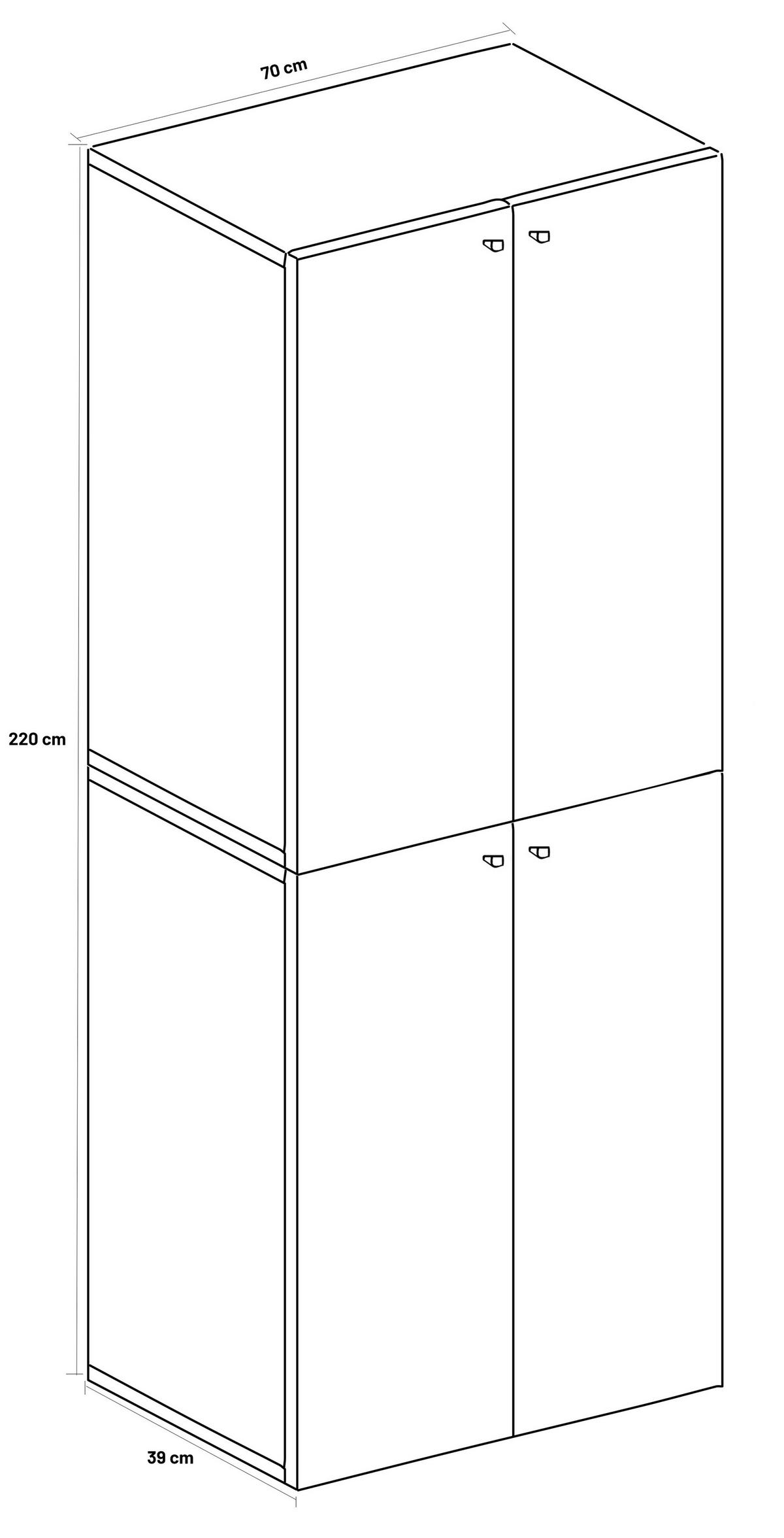 Aktenschrank Lona Grau, Weiß B: 70 cm - Weiß/Grau, Design, Holzwerkstoff (70/220/39cm) - MID.YOU