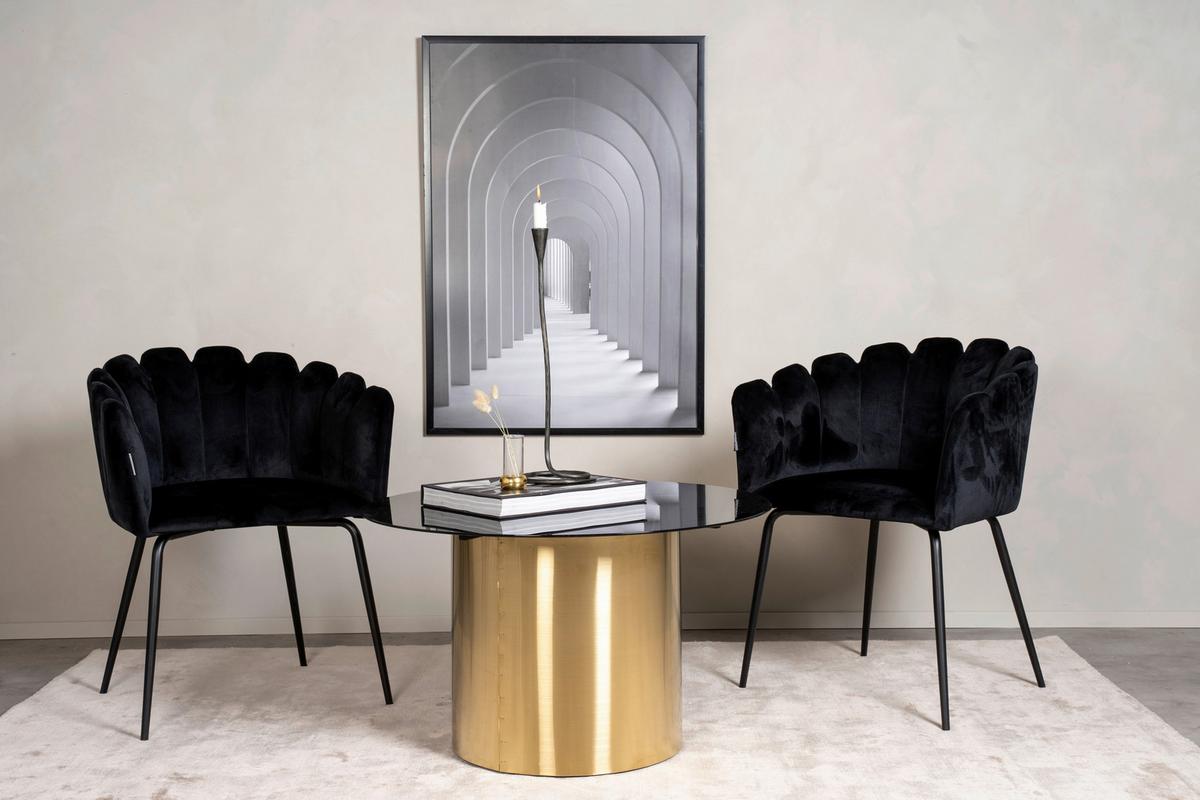 Couchtisch Ystad - Goldfarben/Schwarz, Design, Glas/Metall (80/80/46cm) - Livetastic