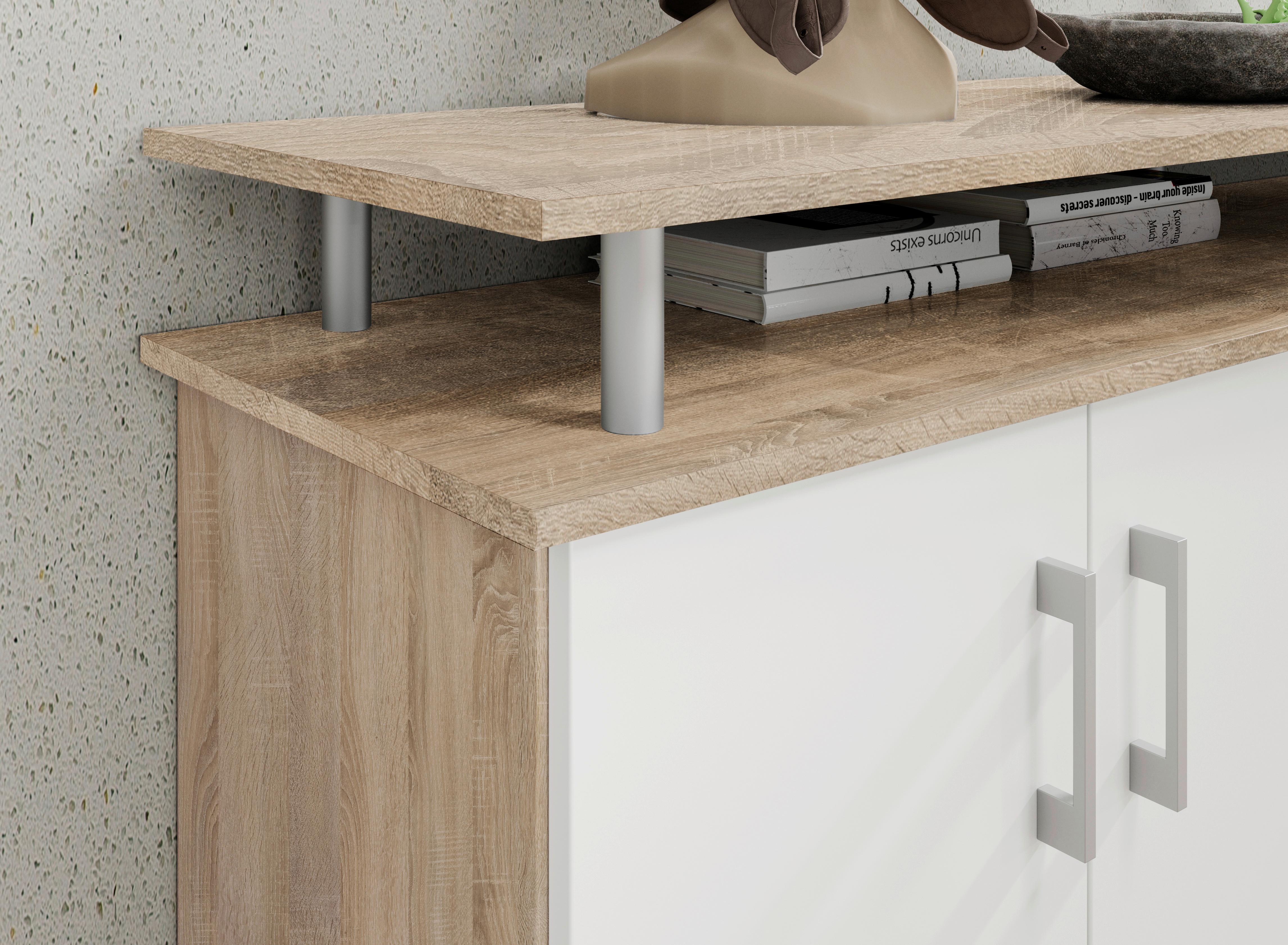 Kommode mit Aufsatz B: 178 cm Lift Eiche Dekor/Weiß - Eichefarben/Weiß, MODERN, Holz/Holzwerkstoff (178/90/38cm)