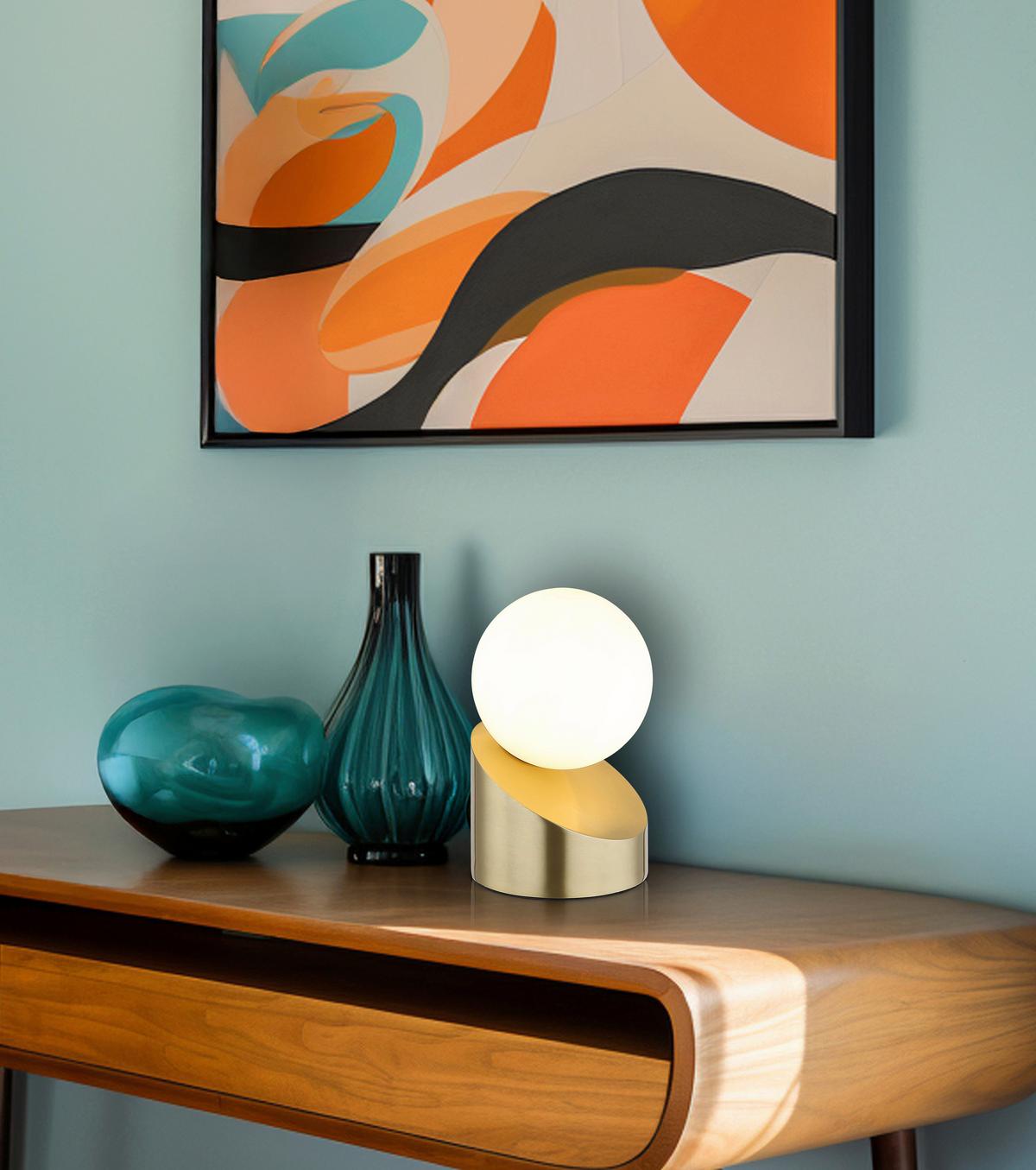 Led-tischleuchte Exkl. 1xg9 - Messingfarben/Schwarz, Design, Glas/Kunststoff (10/16cm) - Globo