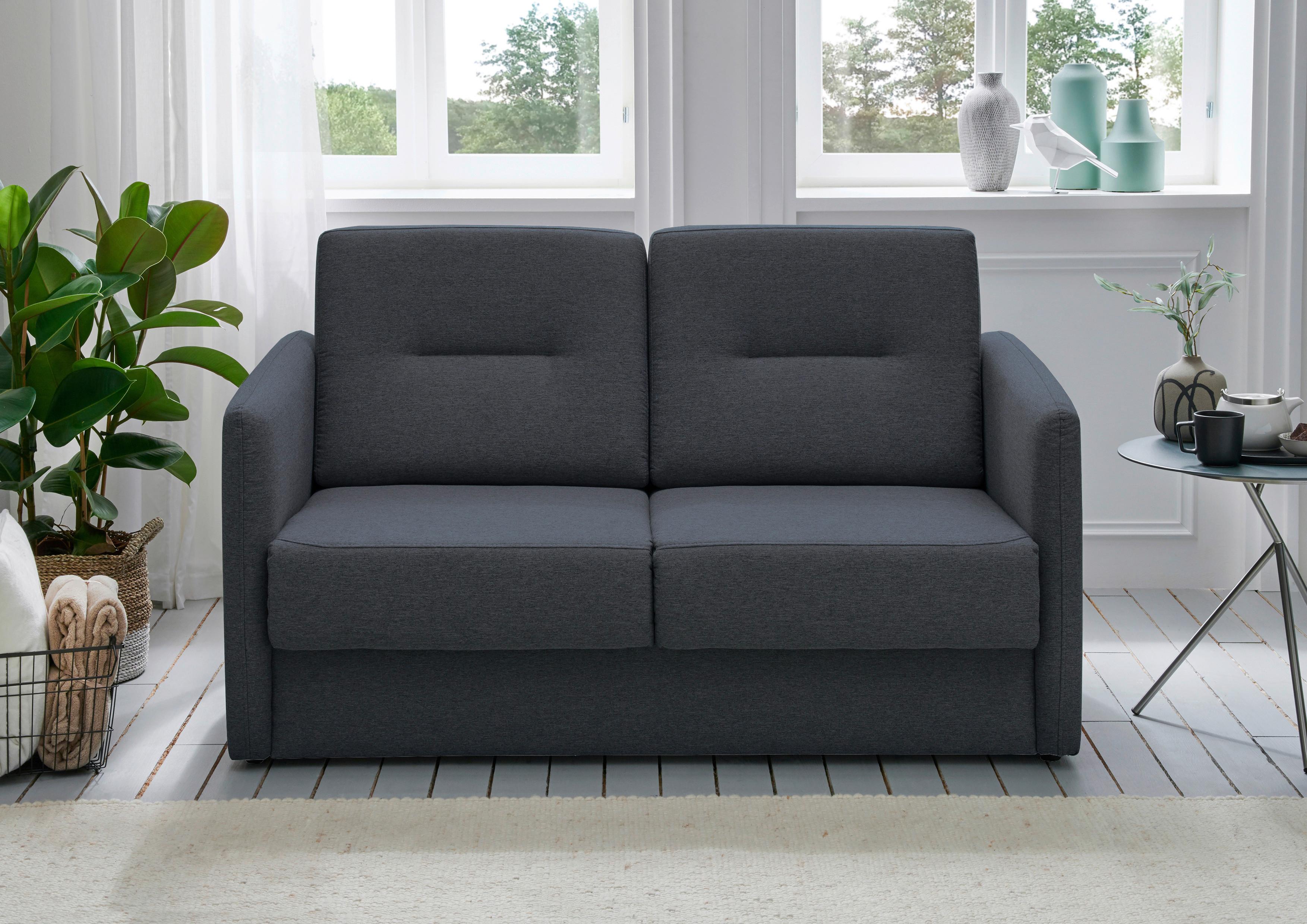 Schlafsofa Regi Anthrazit Mikrofaser B: 147 cm - Anthrazit/Schwarz, KONVENTIONELL, Textil (147/89/87cm) - Livetastic