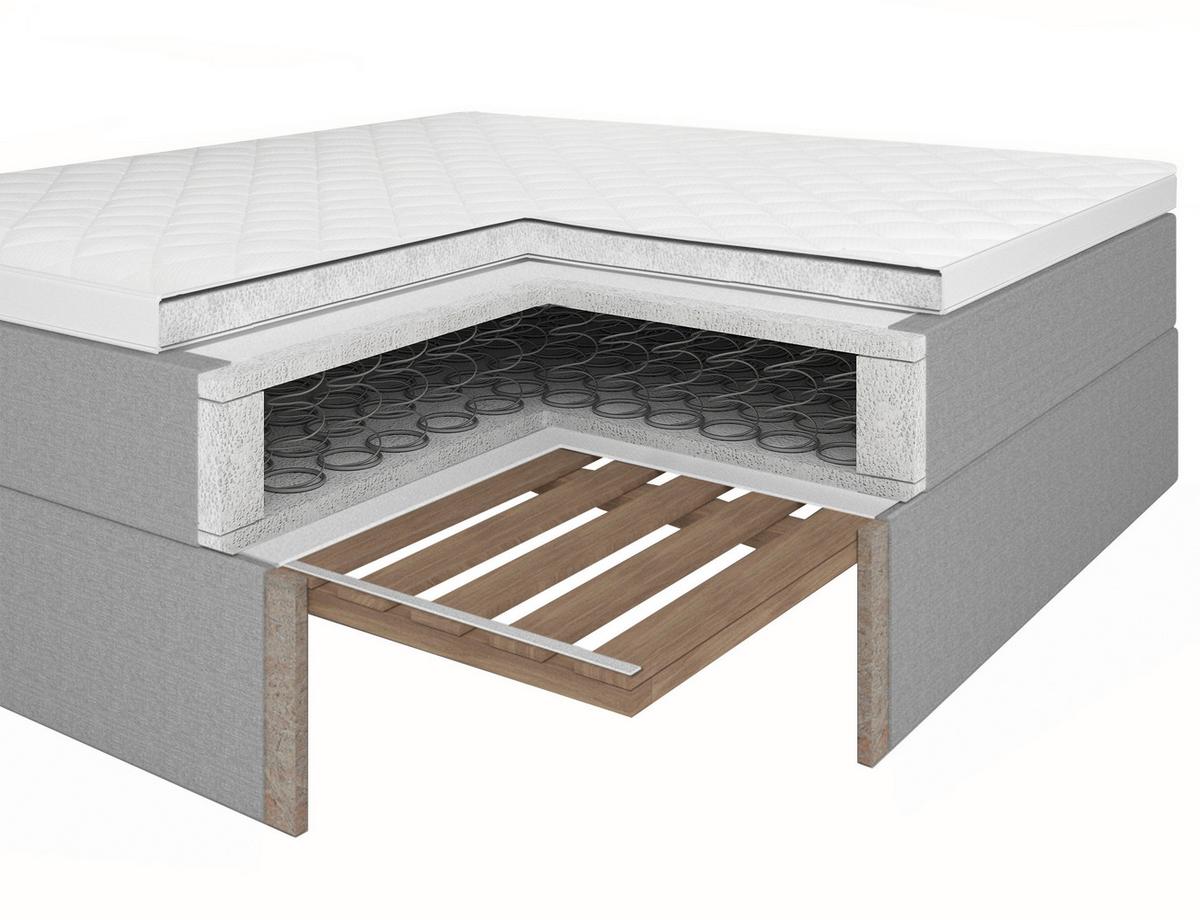 Boxbett Mit Topper 120x200 Antonio - Schwarz/Grau, KONVENTIONELL, Holz/Holzwerkstoff (120/200cm) - P & B