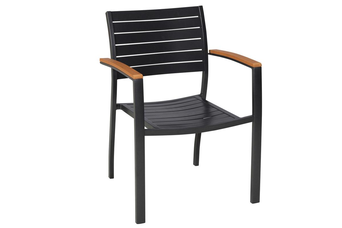 Gartentischgruppe 5-teilig. Set - Graphitfarben/Naturfarben, KONVENTIONELL, Kunststoff/Metall - Gardenson