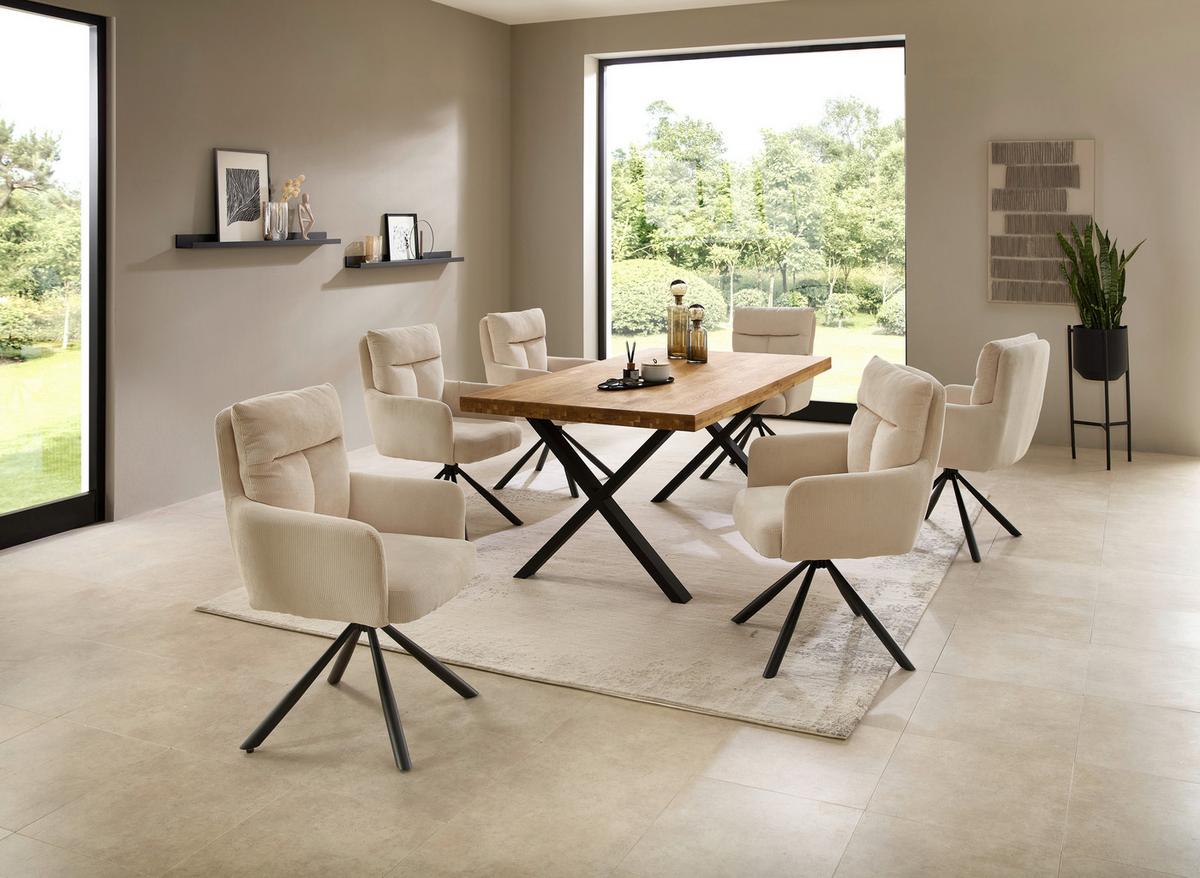 Esstisch Chris X 180x76x100 Cm Eiche/schwarz - Eichefarben/Schwarz, MODERN, Holz/Metall (180/100/76cm) - Livetastic