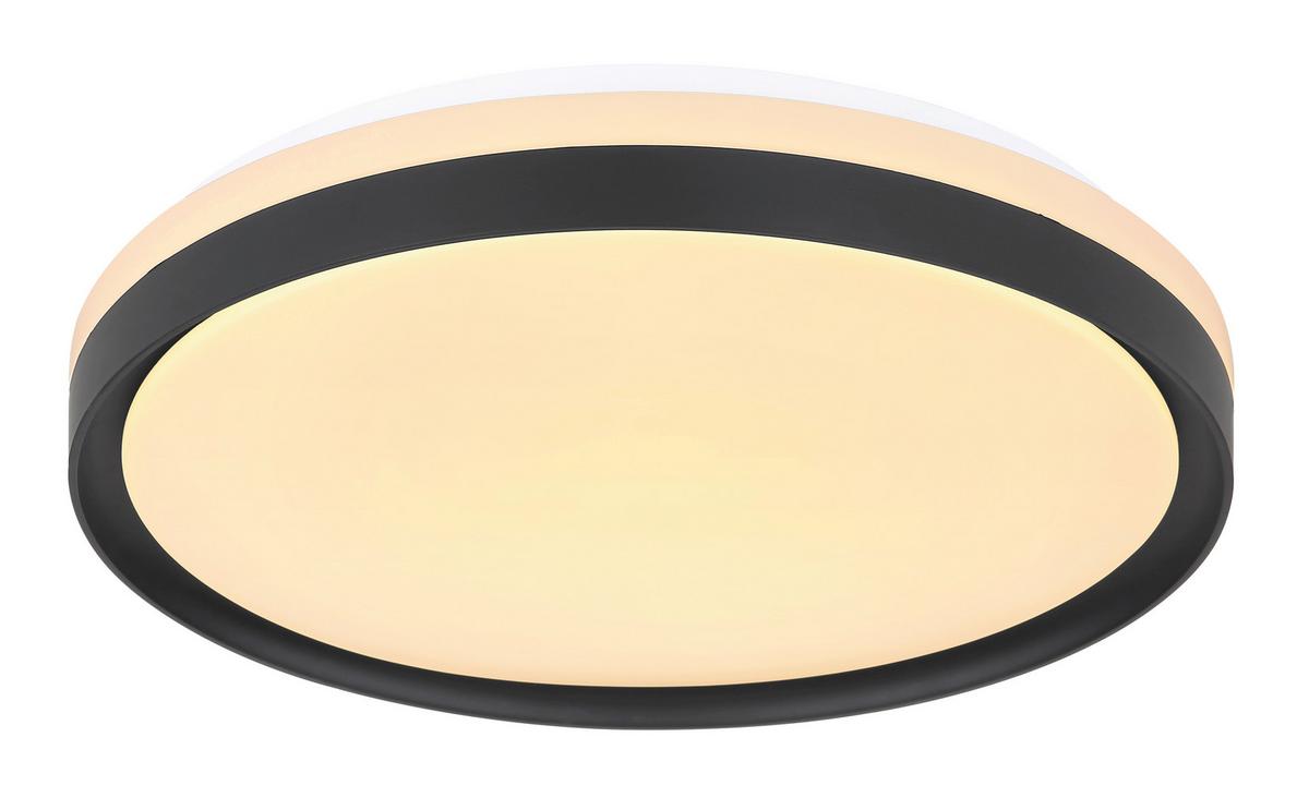 LED-Deckenleuchte Ø 39 cm mit Farbtemperaturwechsler - Opal/Schwarz, Design, Kunststoff/Metall (39/8cm) - Globo