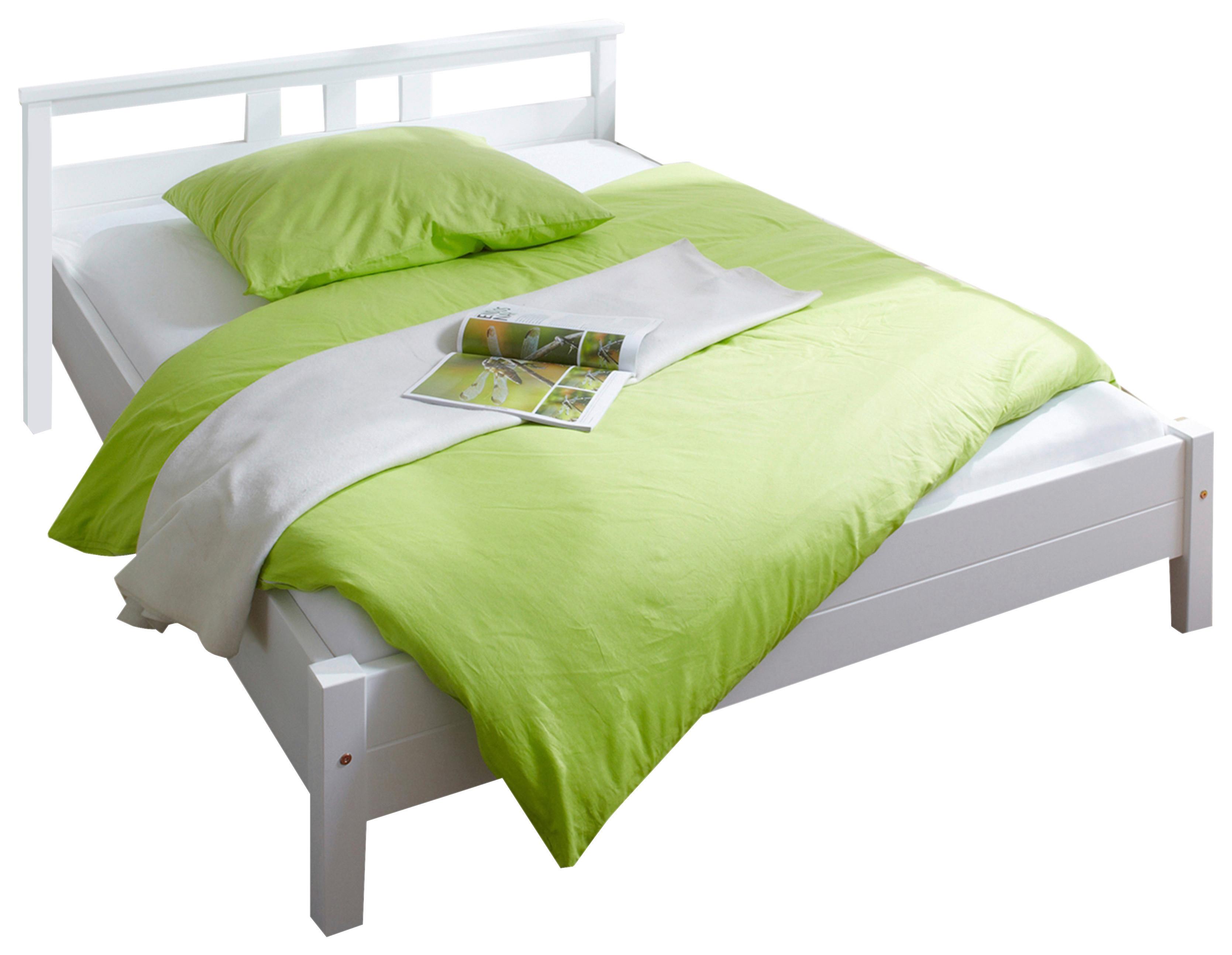 Massivholzbett 140x200 Merci, Kiefer Weiß