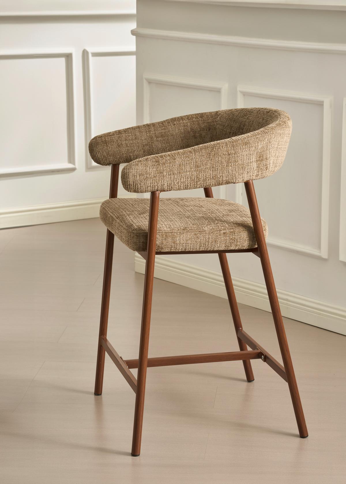 Barhocker Flora Braun/Walnussfarben B: 53 cm - Walnussfarben/Braun, MODERN, Holz/Textil (53/93/55cm) - Livetastic