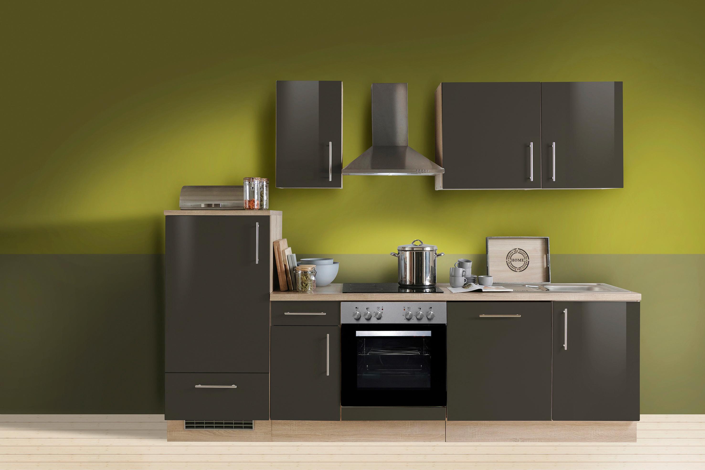 Küchenblock Premium - Dunkelbraun/Sonoma Eiche, KONVENTIONELL, Holzwerkstoff (270cm) - Menke