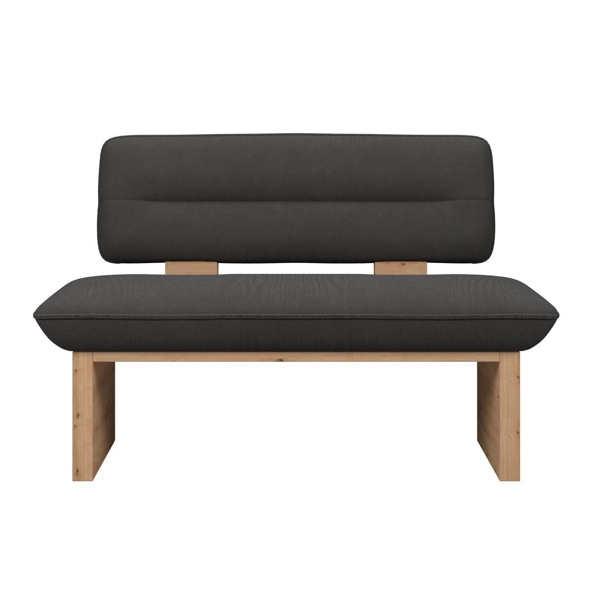 Sitzbank Beluna II Webstoff anthrazit, B: 120cm - Eichefarben/Anthrazit, KONVENTIONELL, Holzwerkstoff/Textil (120/87/67cm) - James Wood