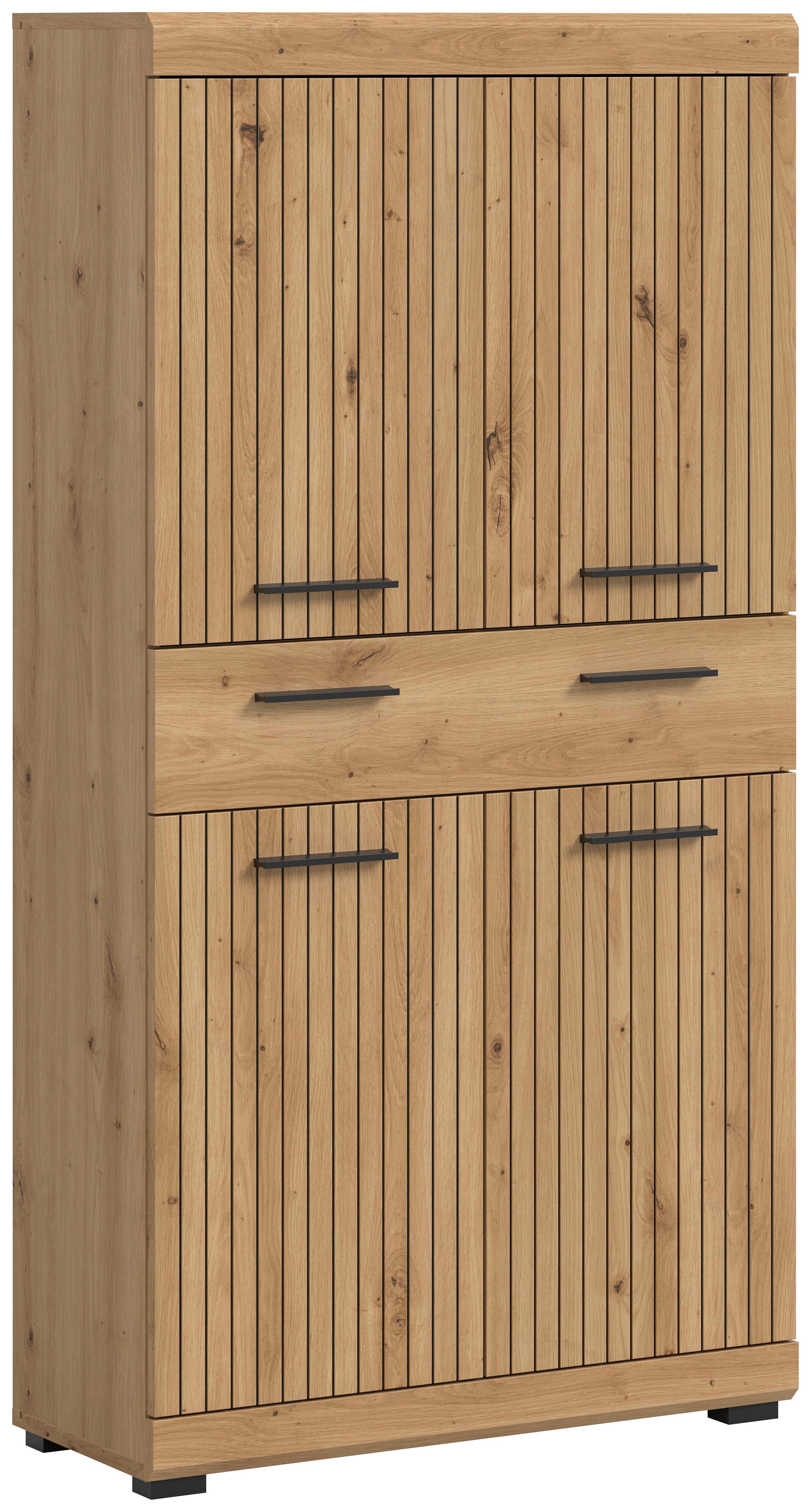 Midischrank Scout Eiche Artisan Dekor B: 74cm - Schwarz/Eiche Artisan, Trend, Holzwerkstoff (74/141/31cm) - MID.YOU