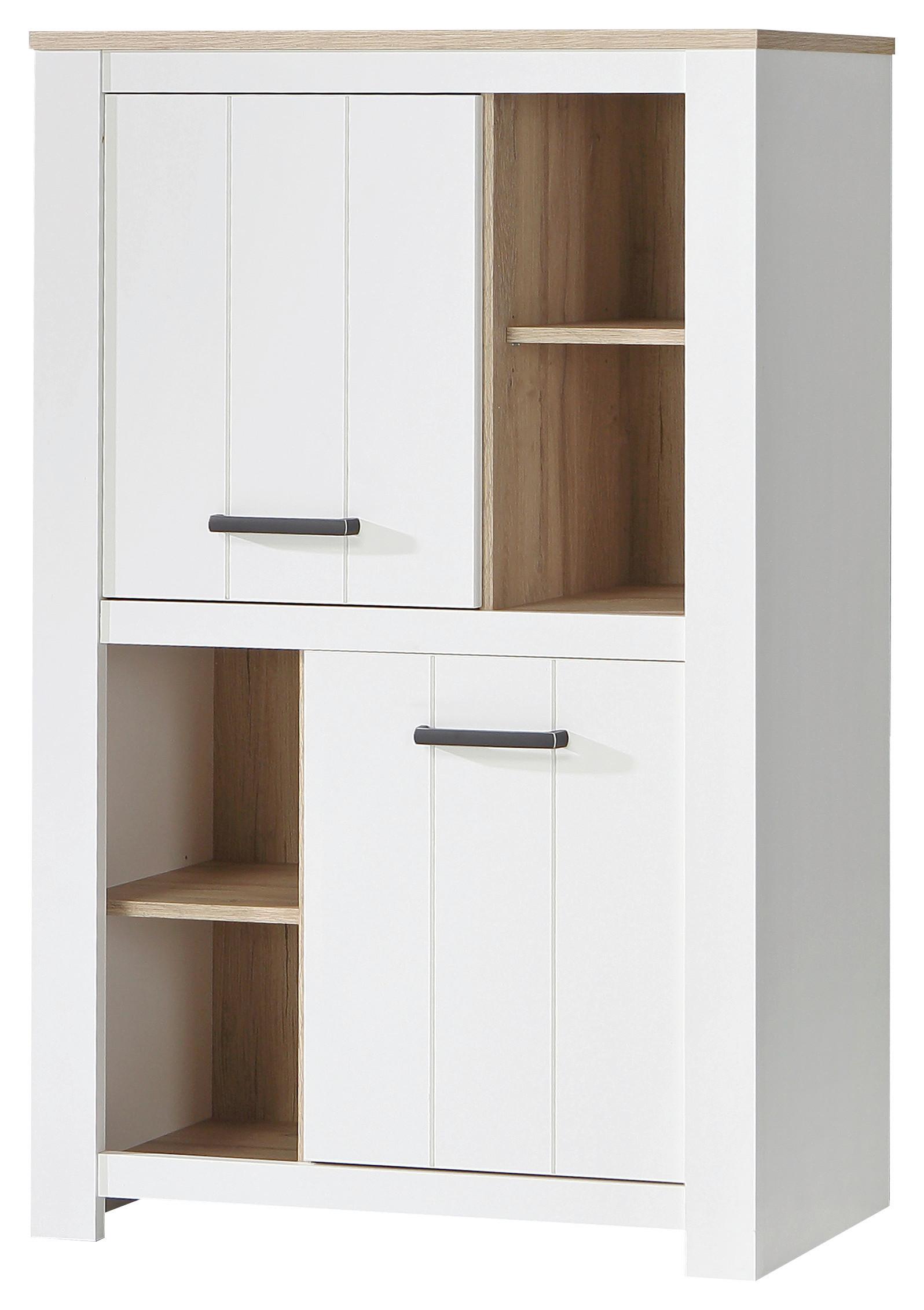 Szekrény Elara - Bianco tölgy/fehér, Modern, műanyag/faalapú anyag (86,7/147,1/42,2cm)