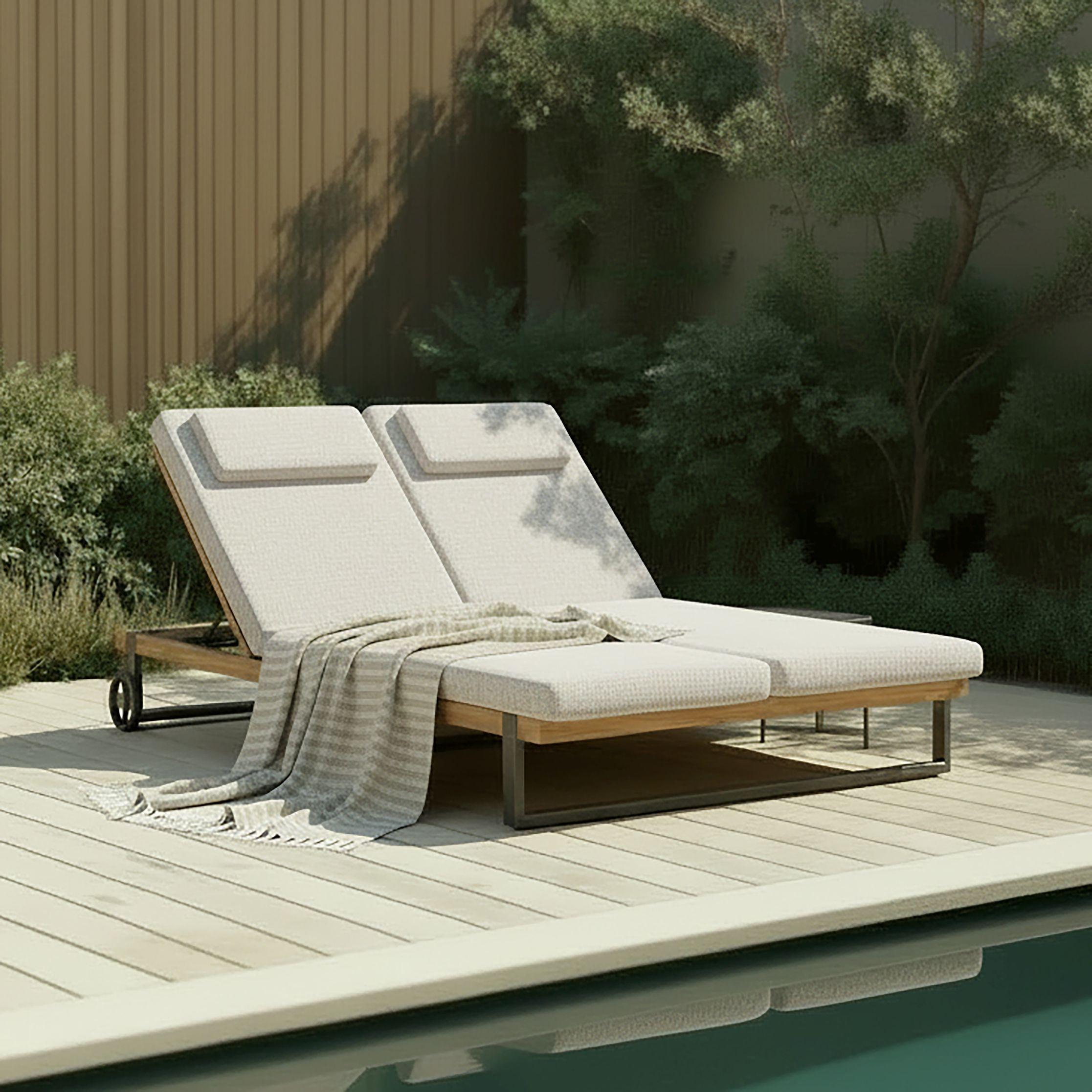 ZAHRADNÍ LEHÁTKO ELENYI - šedobéžová, Moderní, kov/dřevo (130/95/200cm) - Bessagi Garden