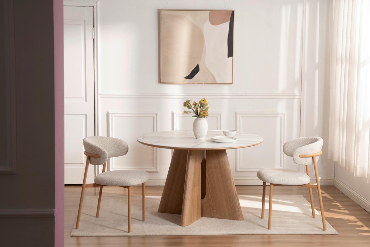 Esstisch Otis Weiß/Eichefarben D: 120 cm - Eichefarben/Weiß, MODERN, Holz/Holzwerkstoff (120/120/75cm) - Livetastic