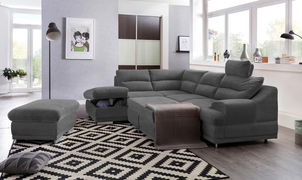 Wohnlandschaft Seaside - Chromfarben/Dunkelgrau, KONVENTIONELL, Textil (217/264cm) - MID.YOU
